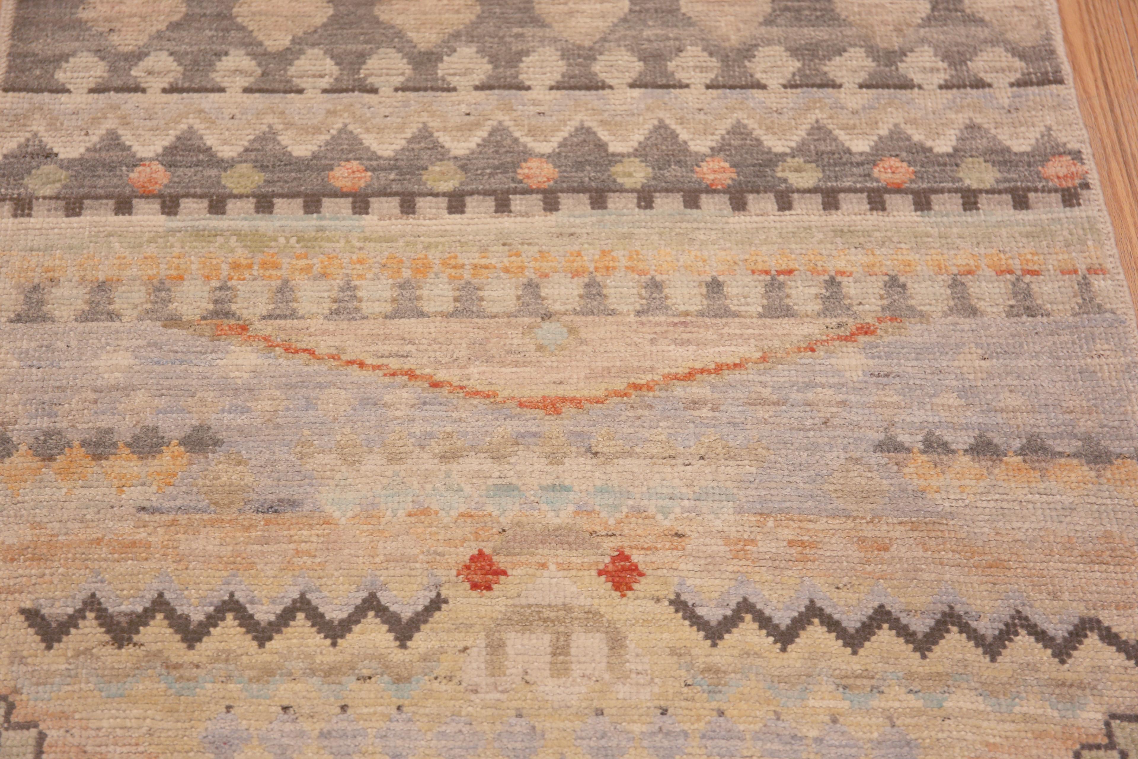 Hand-Knotted Nazmiyal Collection Tribal Geometric Nomadic Modern Runner Rug 3'2