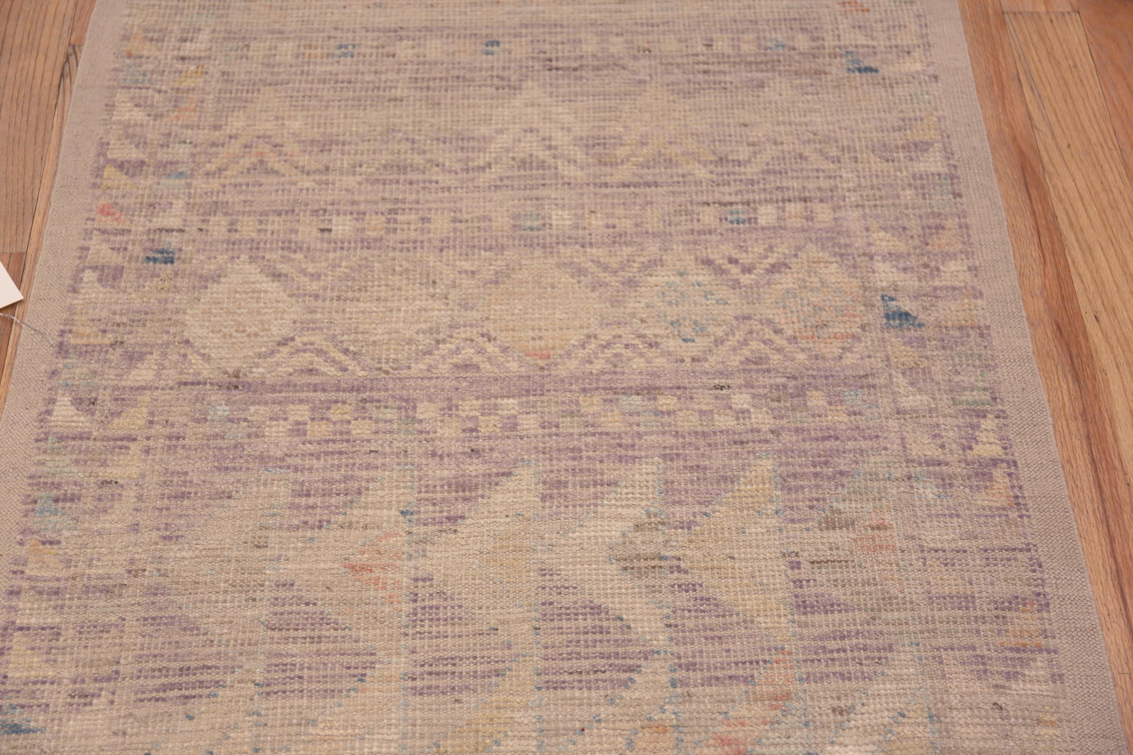 Central Asian Nazmiyal Collection Tribal Geometric Pastel Modern Runner Rug 3' x 13'2