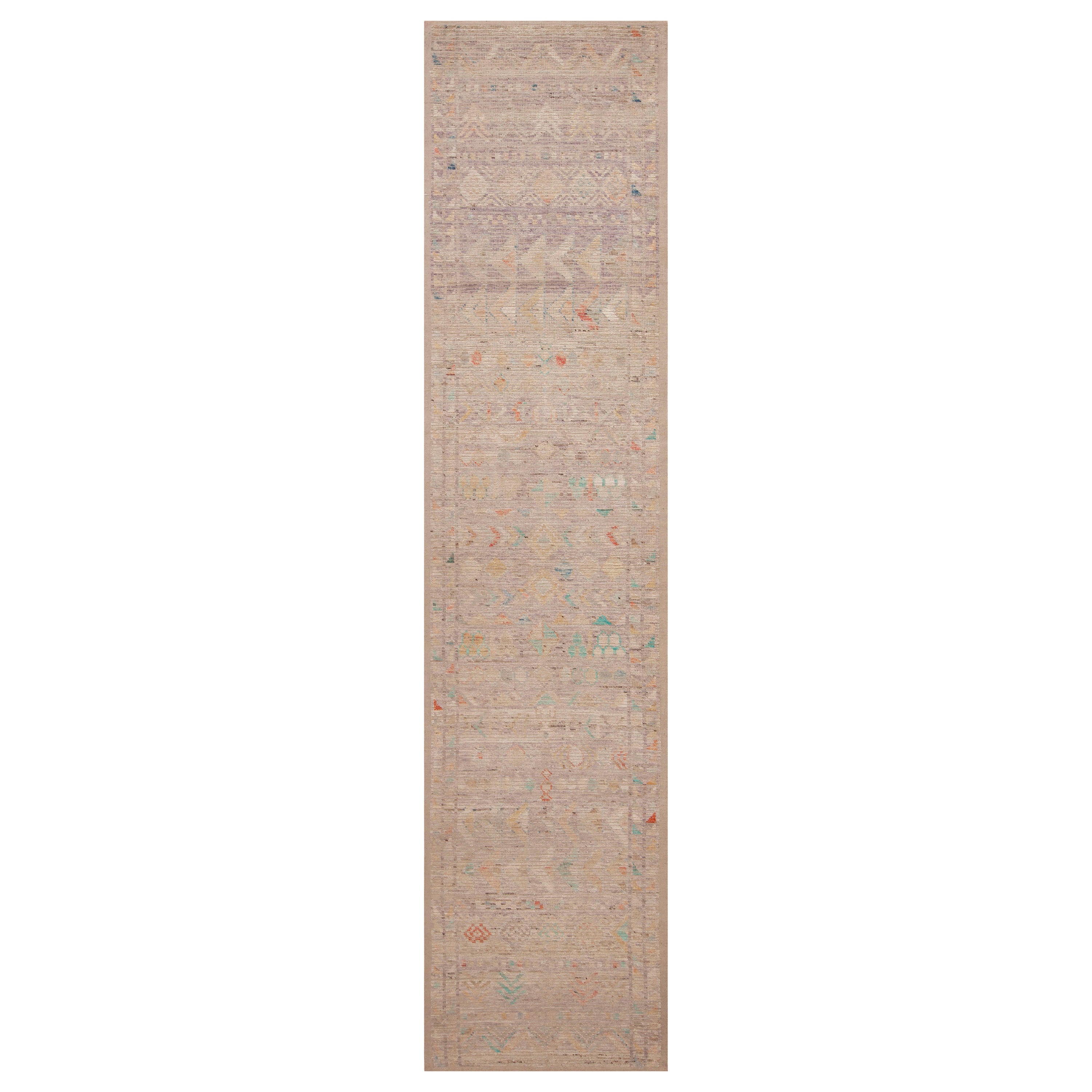 Nazmiyal Kollektion Stammeskunst Geometrischer Pastell Moderner Läufer 3' x 13'2"