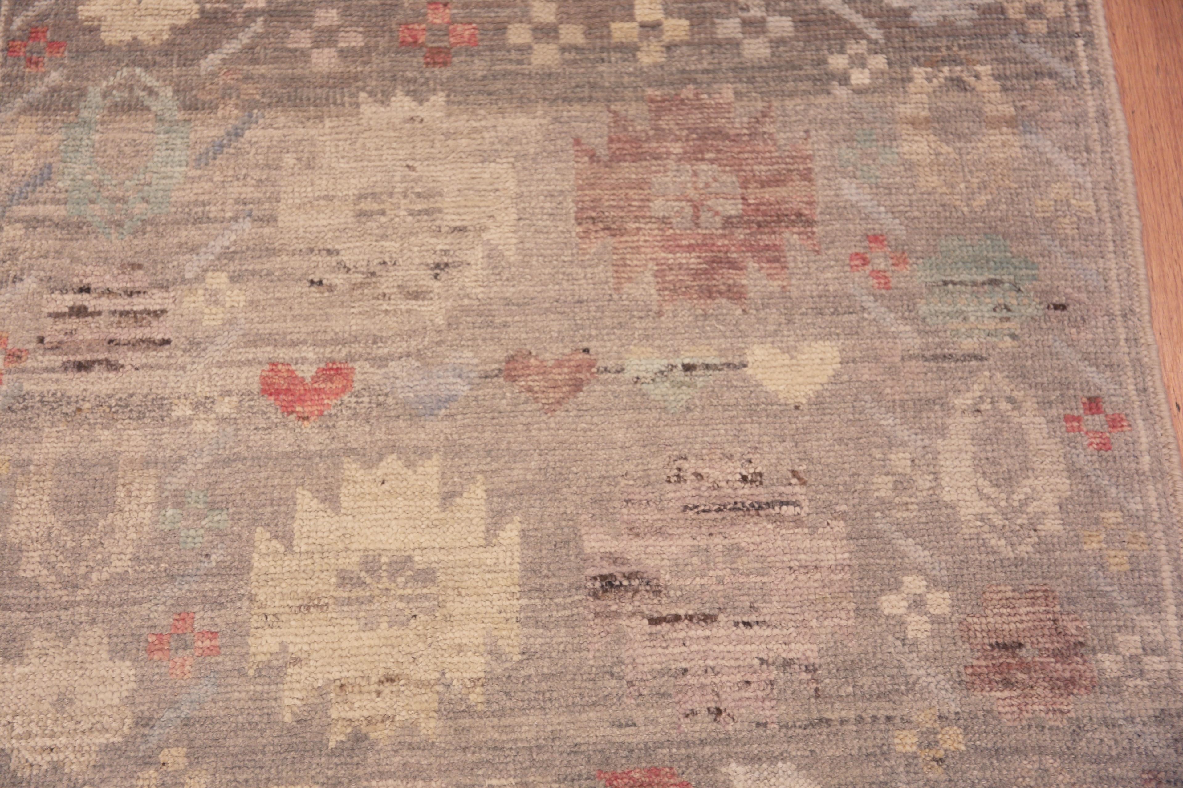 Nazmiyal Kollektion Stammeskunst Geometrischer rustikaler moderner Läufer Abrash-Teppich 3' x 13' (Zentralasiatisch) im Angebot