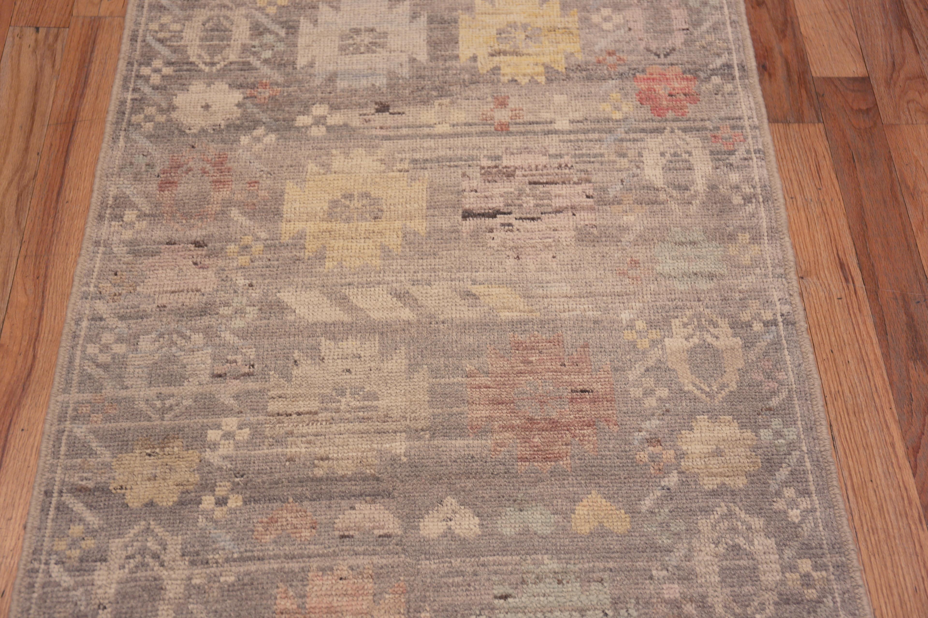 Nazmiyal Kollektion Stammeskunst Geometrischer rustikaler moderner Läufer Abrash-Teppich 3' x 13' (Wolle) im Angebot