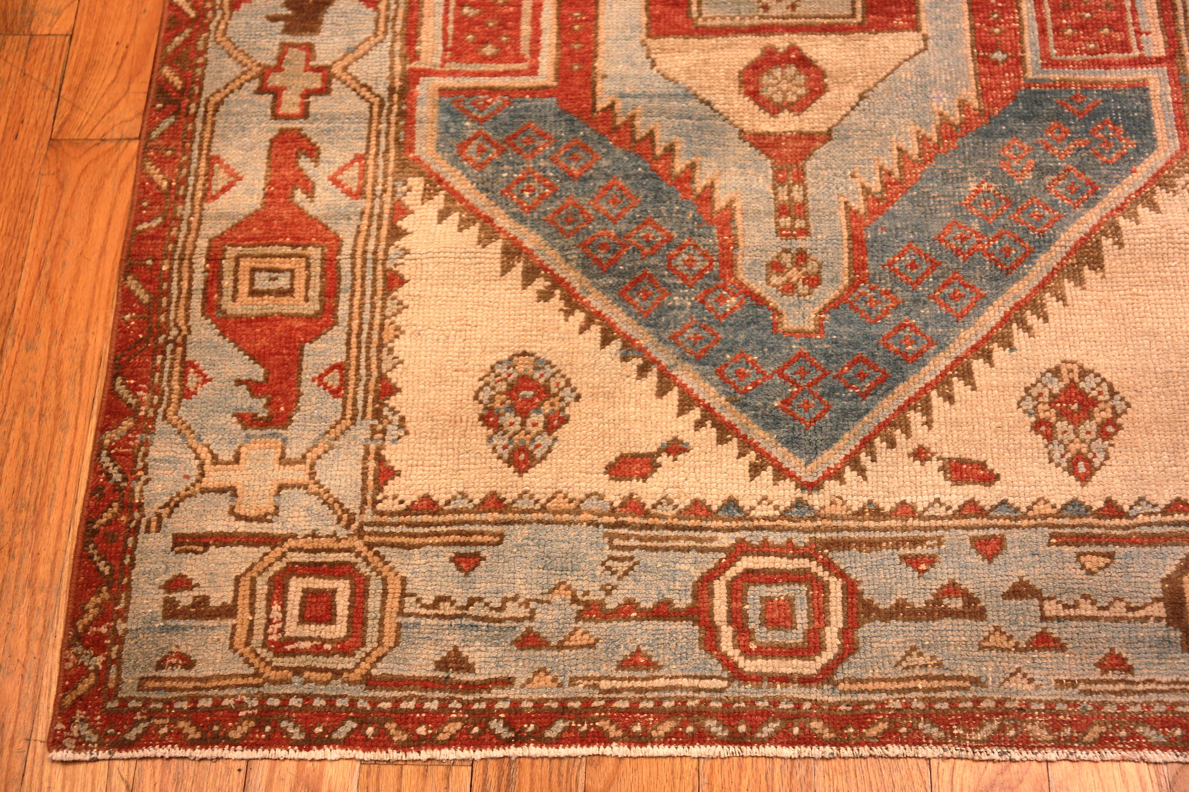 Nazmiyal Collection Tribal Geometric Vintage Persian Malayer Runner In Good Condition In New York, NY