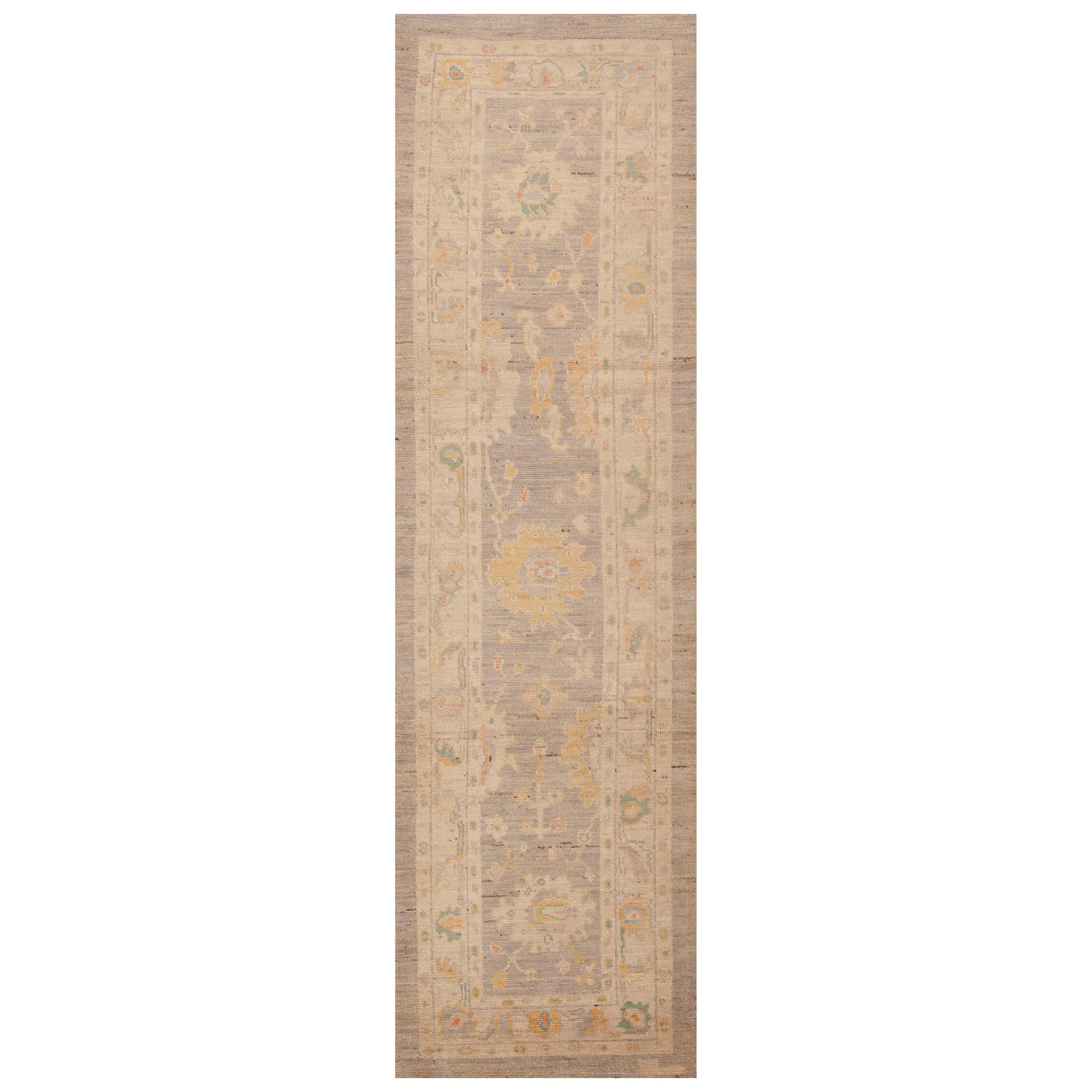 Nazmiyal Kollektion Stammeskunst Moderner türkischer Oushak Design Läufer 2'9" x 10'
