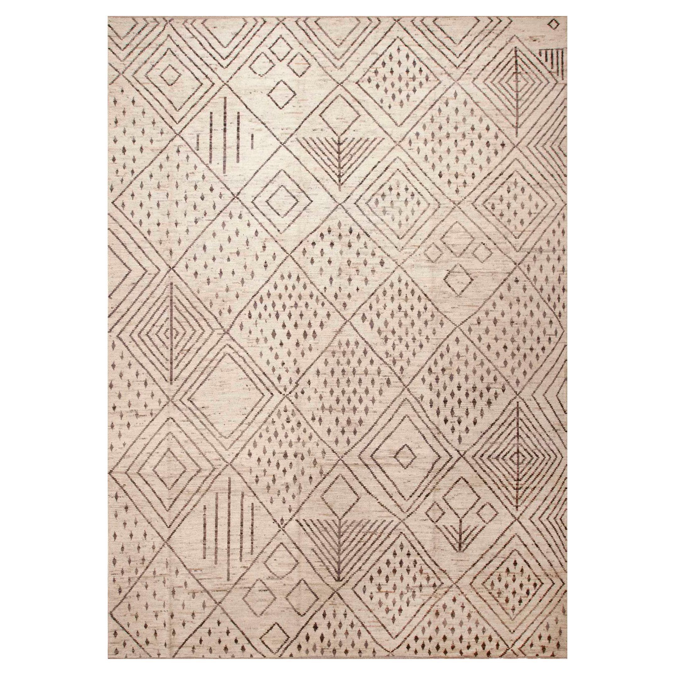 Nazmiyal Kollektion Stammeskunst Marokkanischer Berber Bani Ourain Design Teppich 12'4" x 17'6" im Angebot