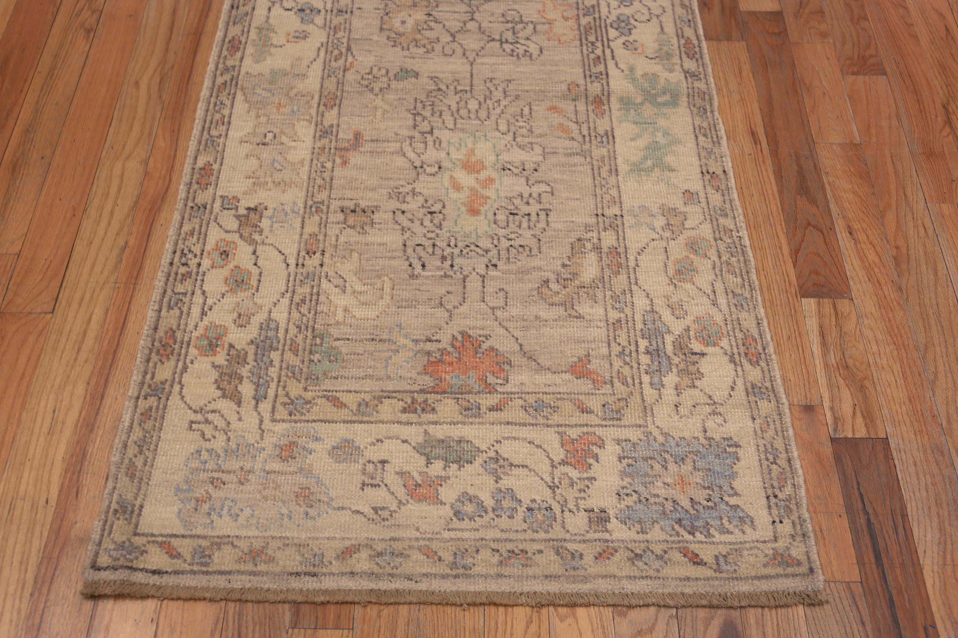 Nazmiyal Collection Tribal Rustic Modern Turkish Oushak Design Rug 3' x 10' In New Condition For Sale In New York, NY