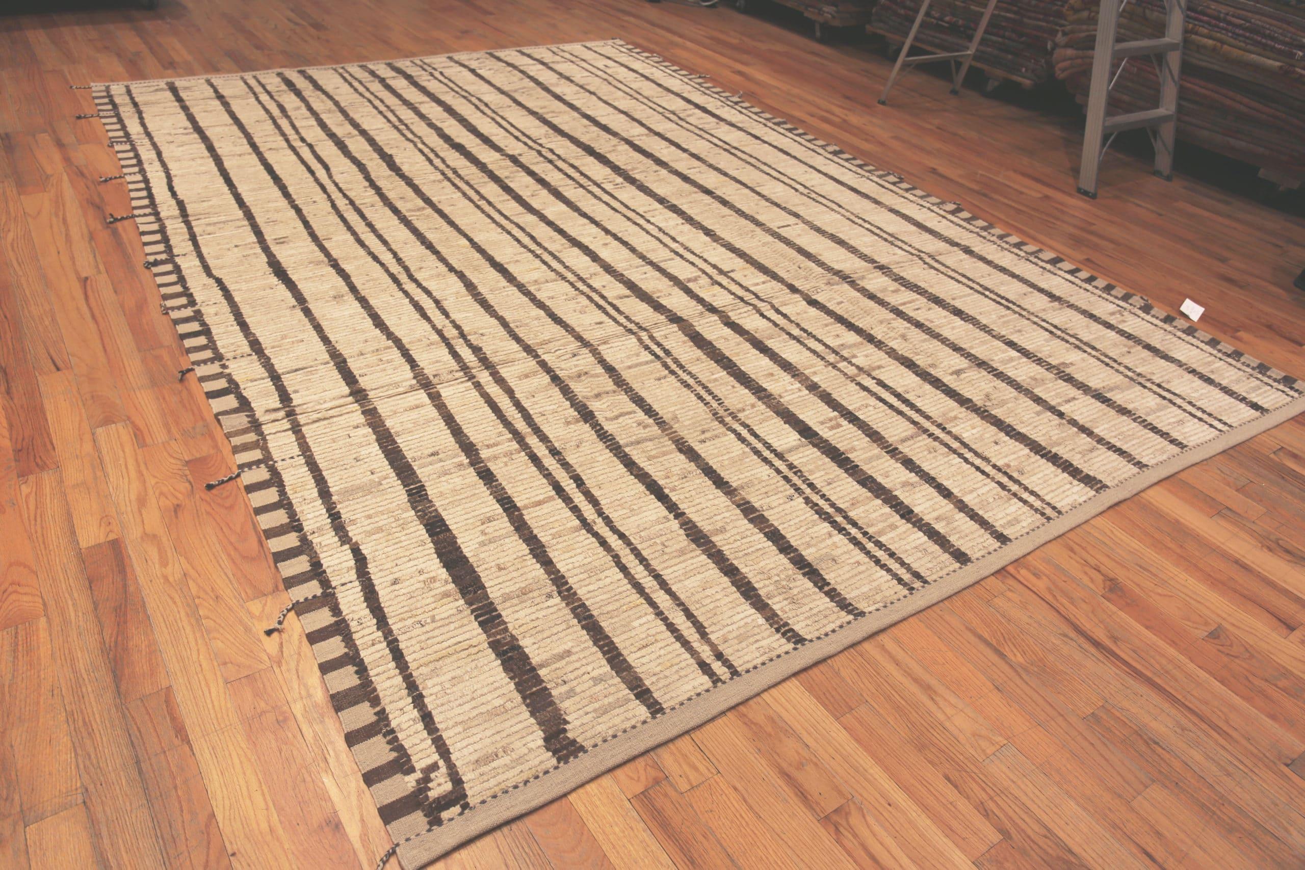 Hand-Knotted Nazmiyal Collection Tribal Stripe Design Contemporary Rug.  9 ft 6 in x 13 ft 7  For Sale
