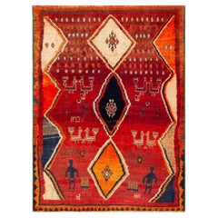 Nazmiyal Collection Tribal Vintage Persian Gabbeh Rug 4 ft x 5 ft 1 in
