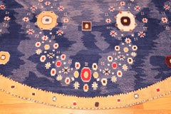 Nazmiyal Collection Vibrant Modern Swedish Inspired Round Blue Rug 9'10" x 9'10"