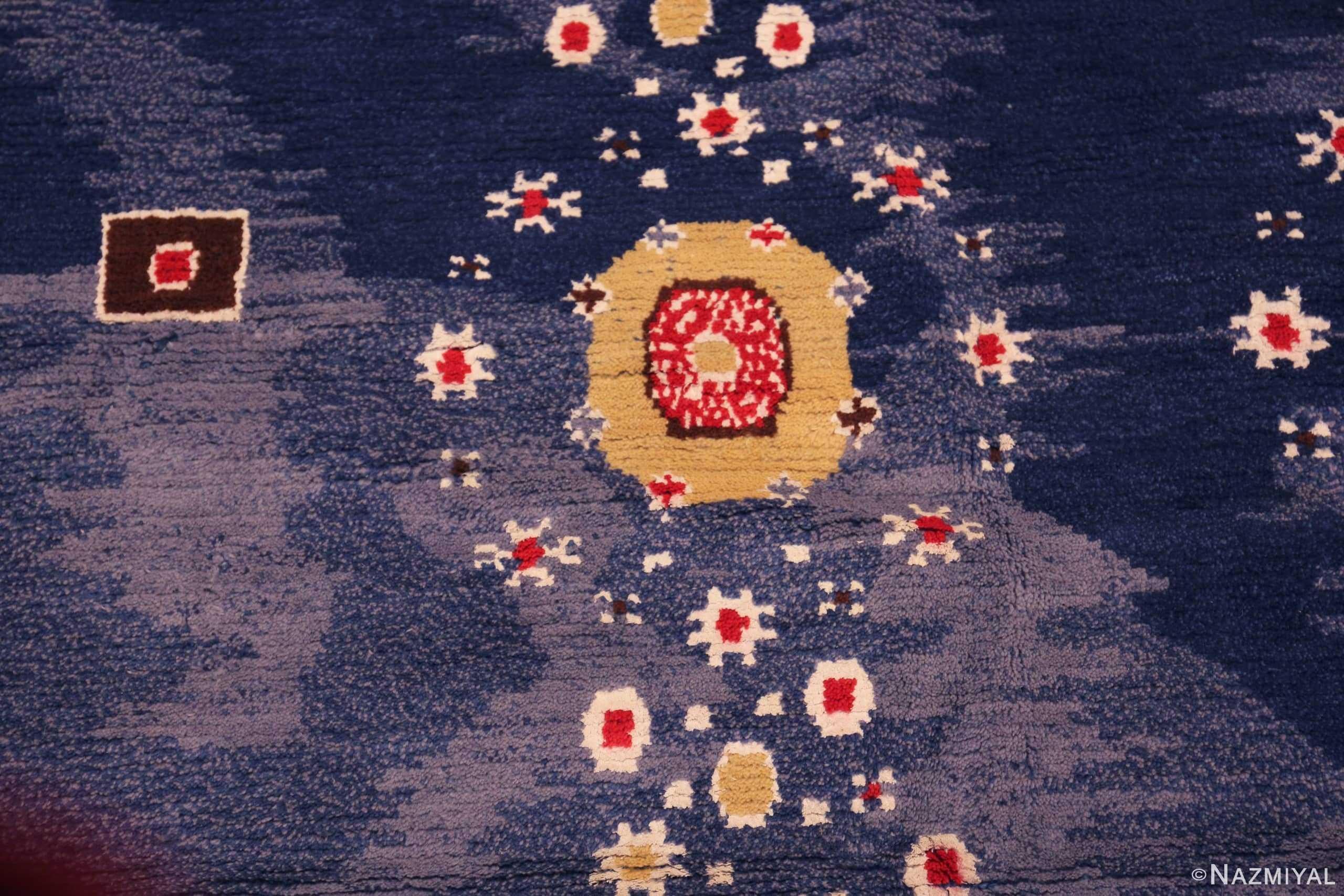 Centrasiatique Collection Nazmiyal, moderne et vibrante d'inspiration suédoise, tapis bleu rond 9'10