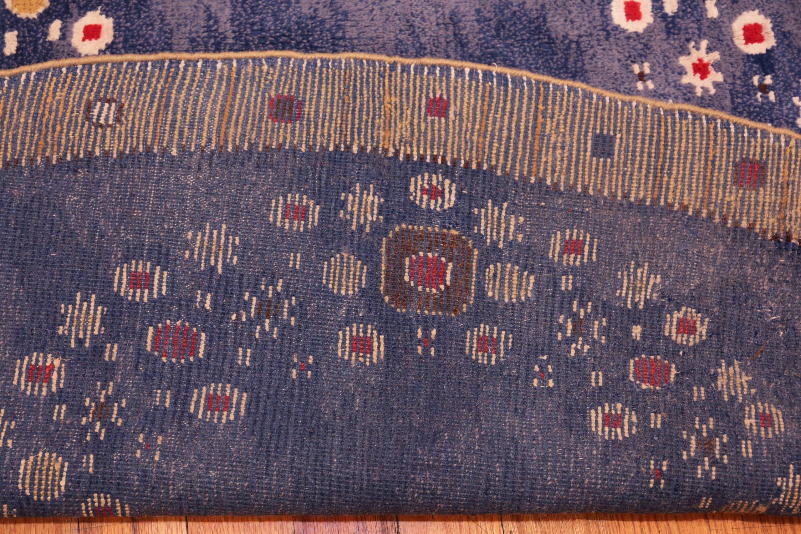 Wool Nazmiyal Collection Vibrant Modern Swedish Inspired Round Blue Rug 9'10