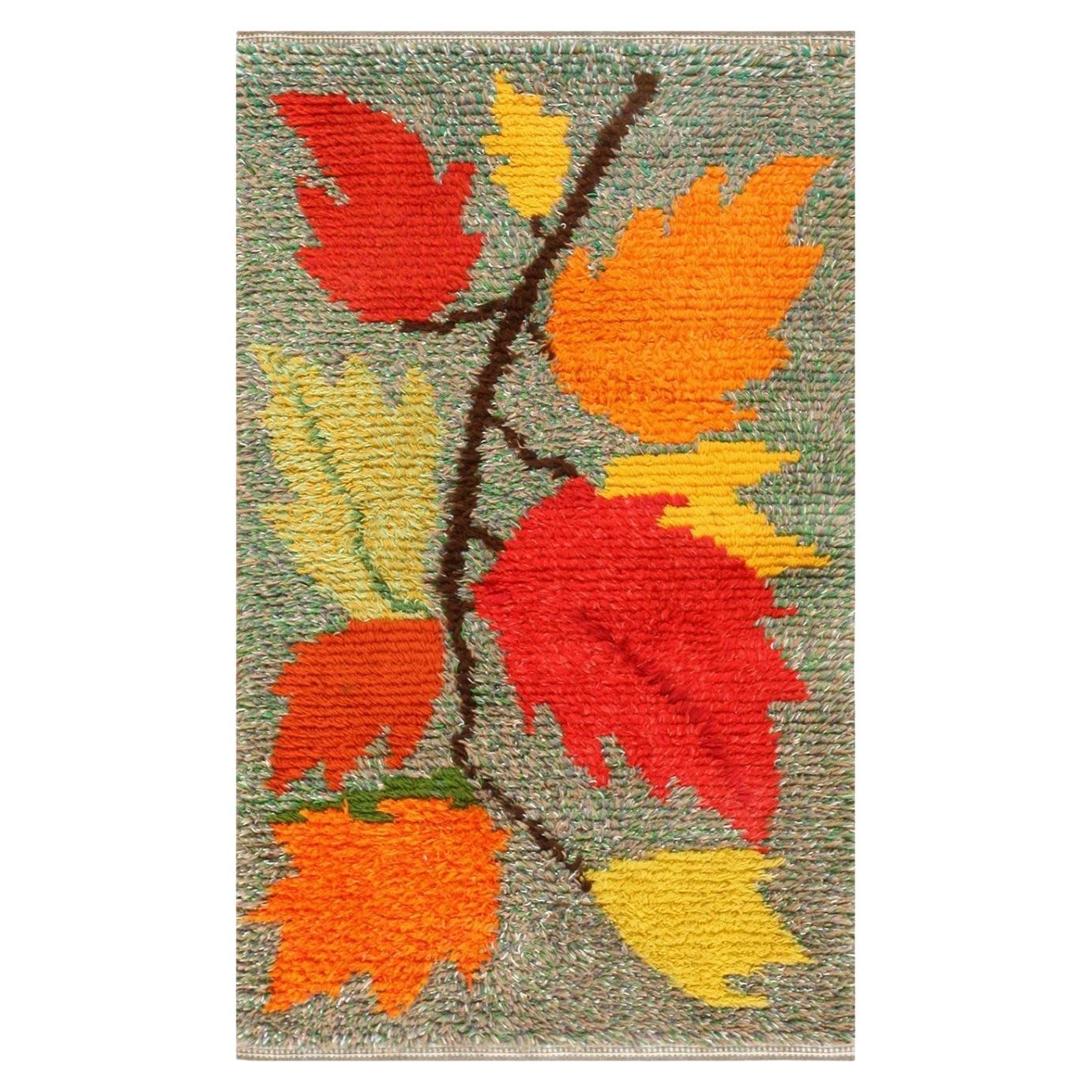 Nazmiyal Collection Vintage Foliage Scandinavian Rya Rug 3ft X 4ft 7in