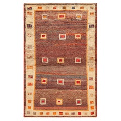 Nazmiyal Collection Vintage Gabbeh Teppich Quadratische Motive und Tribal 3' 7" x 5' 6"