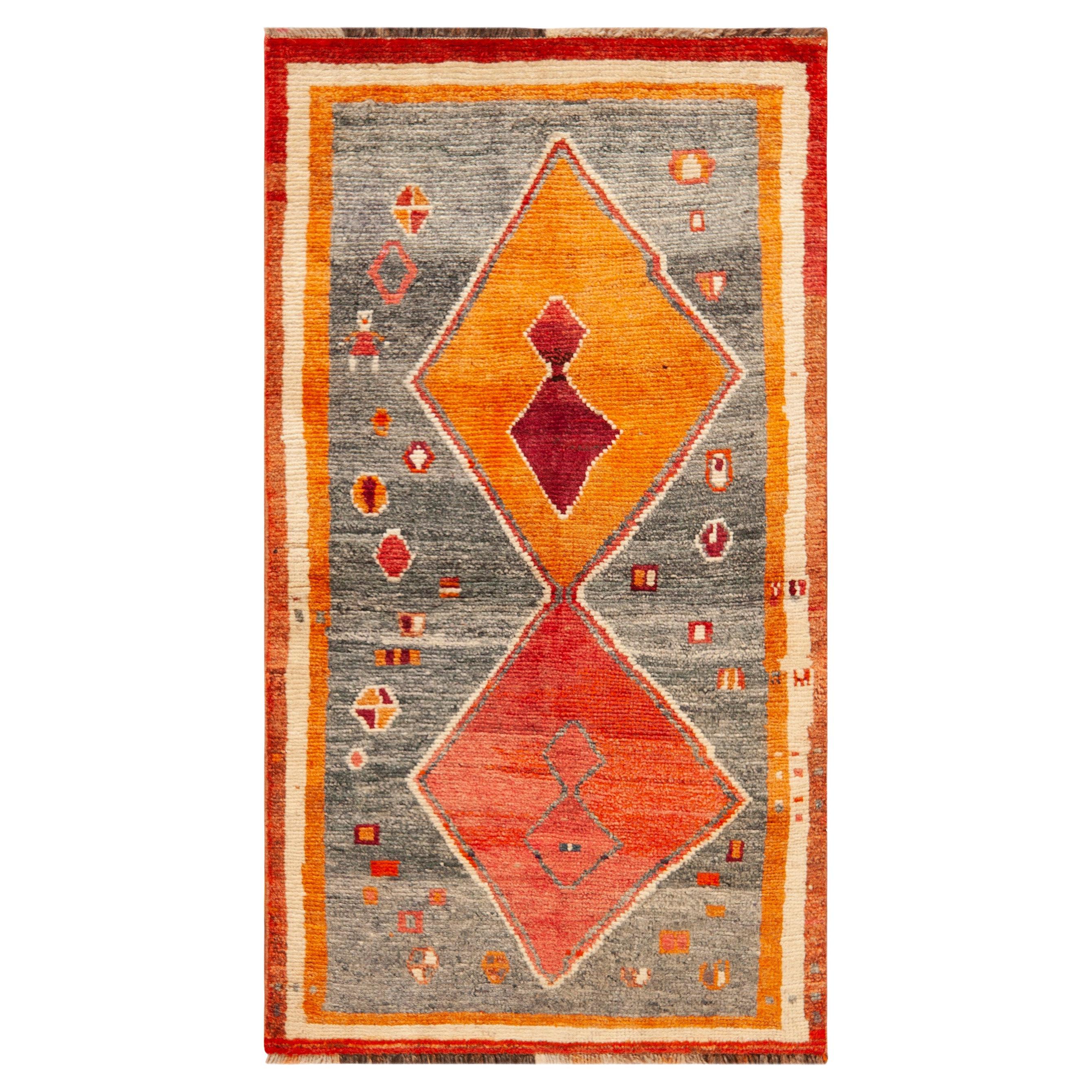 Nazmiyal Collection Vintage Gabbeh Rug Tribal Sunset Palette 3 ft x 5 ft 5 in