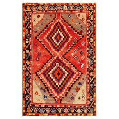 Nazmiyal Collection Vintage Gabbeh Rug with Diamond Medallions 4 ft x 6 ft
