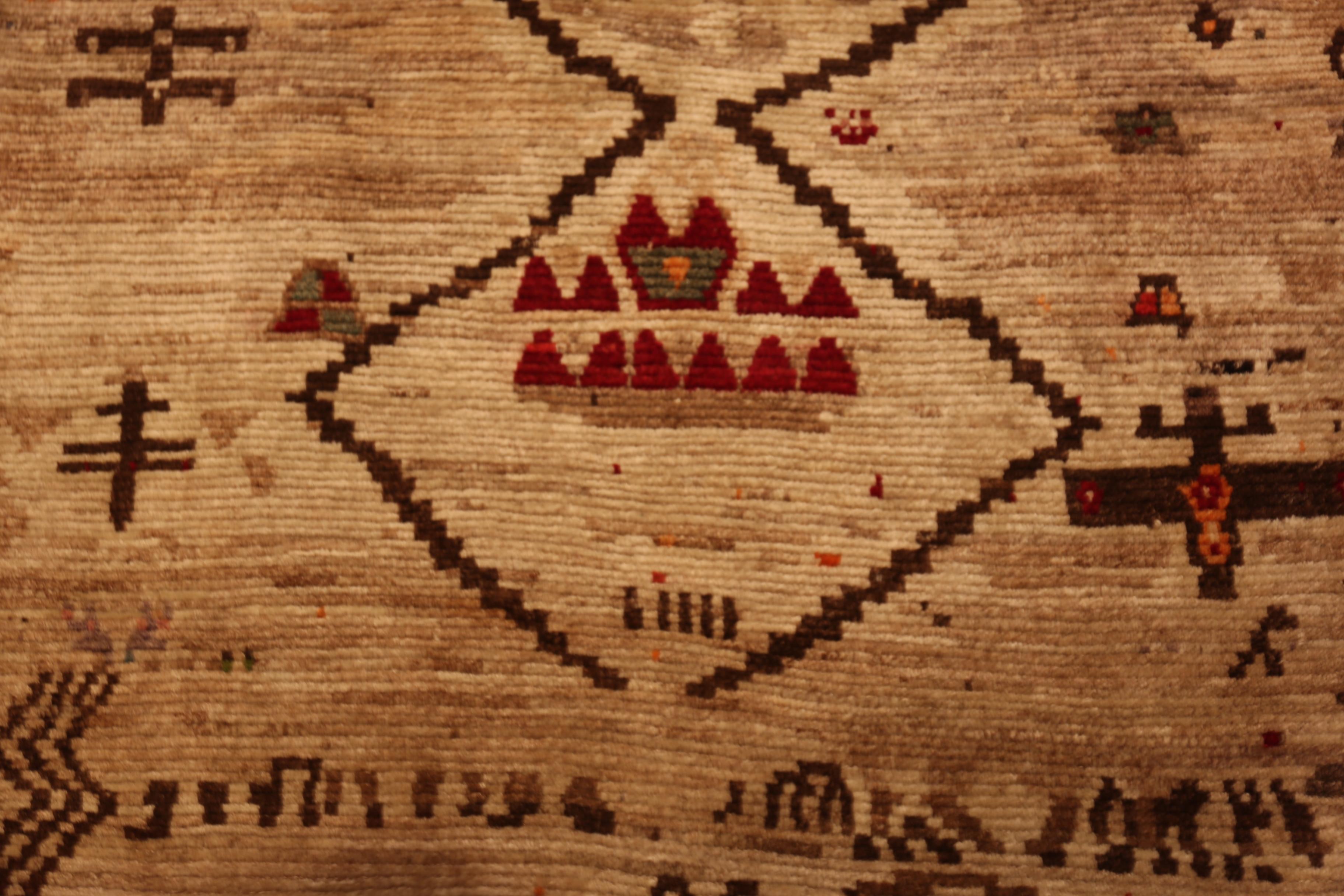 Nazmiyal Collection Vintage Gabbeh Teppich mit Glyphen Wüste Töne 3' 3