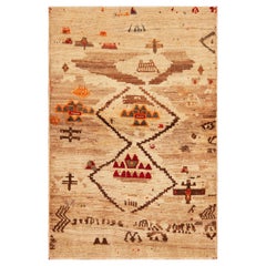 Nazmiyal Collection Vintage Gabbeh Rug with Tribal Glyphs 3 ft 3 in x 5 ft 5 in