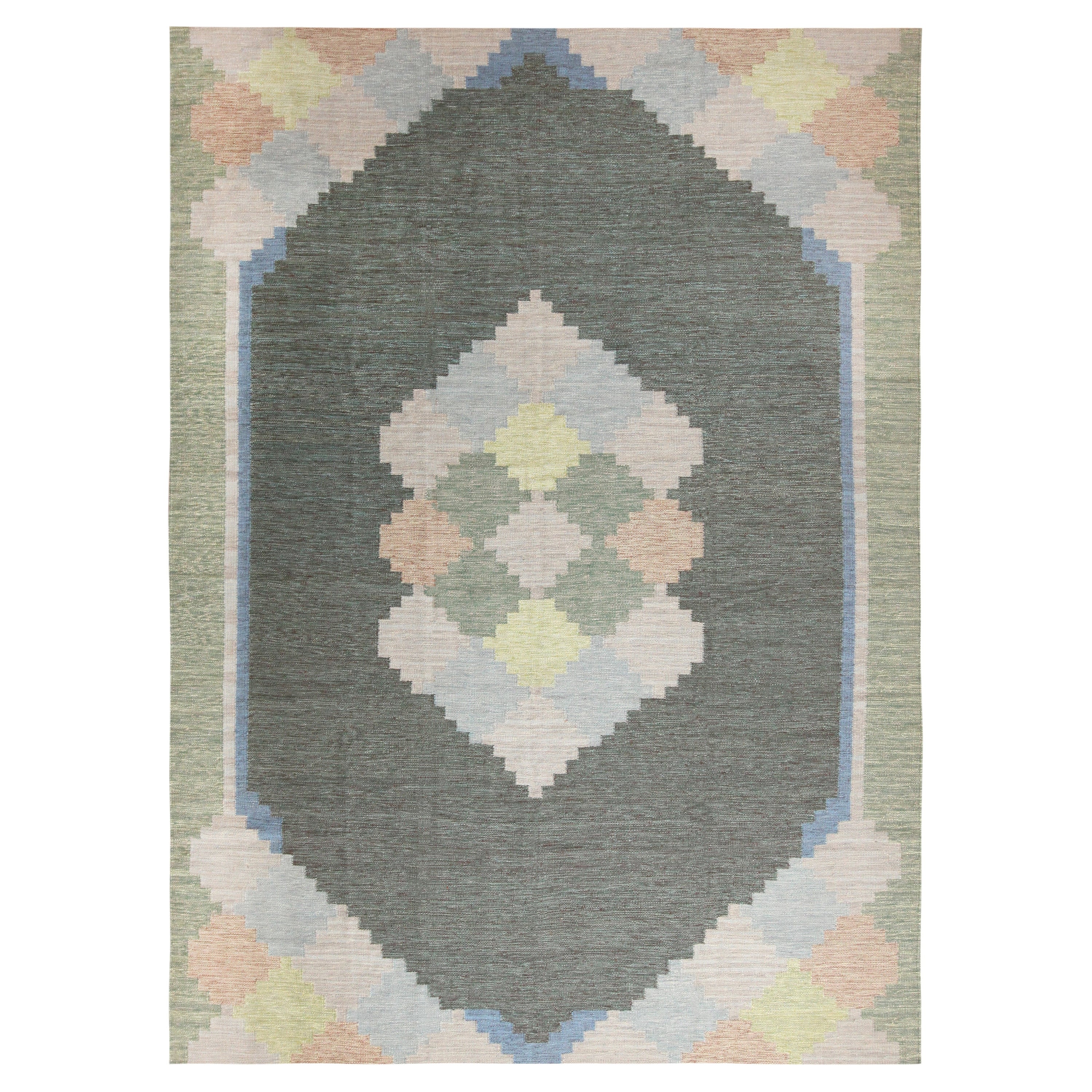 Nazmiyal Collection Schwedischer Kilim-Teppich im Vintage-Stil.