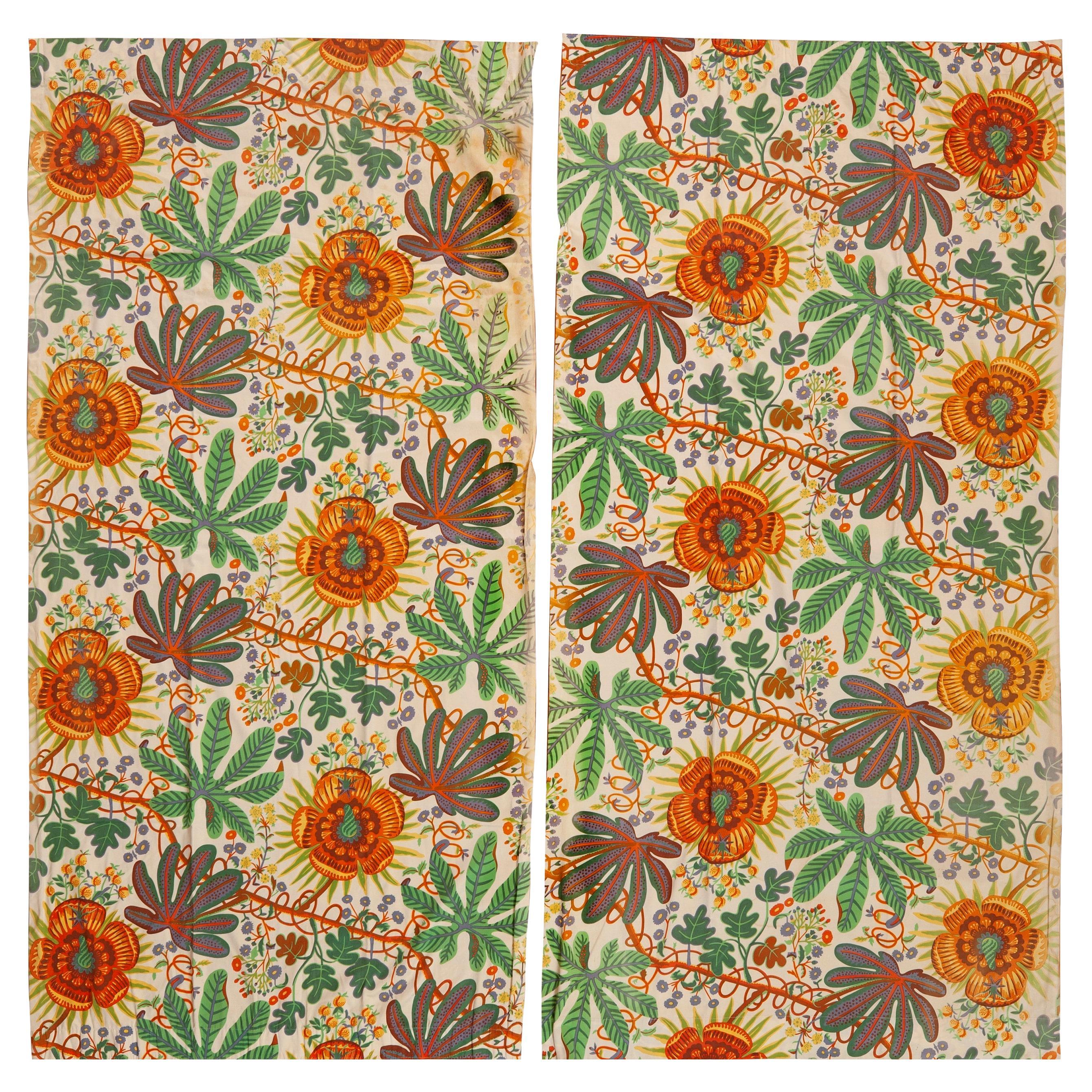 Nazmiyal Collection Vintage Josef Frank Curtains 3 ft 10 in x 7 ft 8 in For Sale