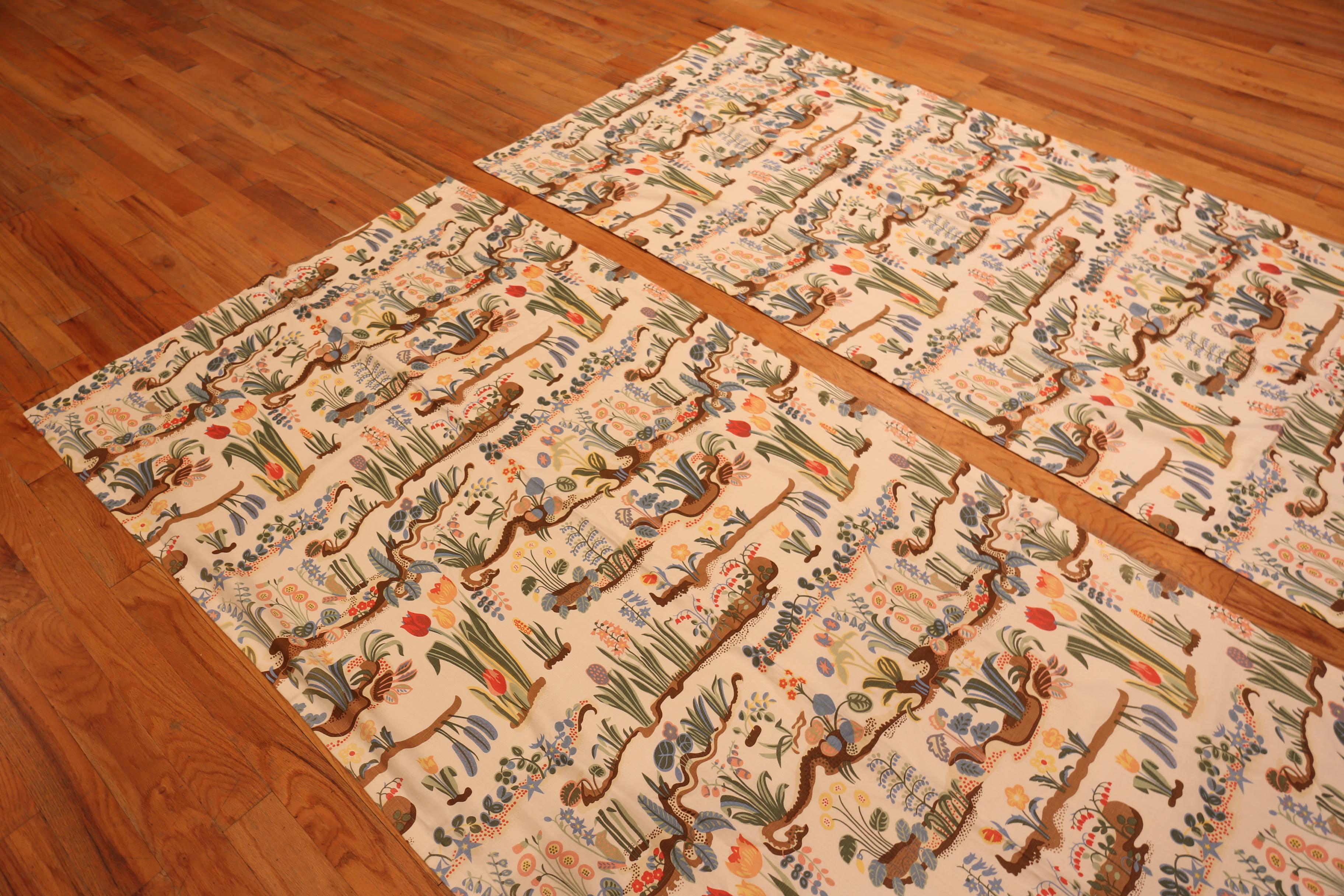 Mid-Century Modern Nazmiyal Collection Vintage Josef Frank Curtains 3 ft 10 in x 8 ft 10 in For Sale