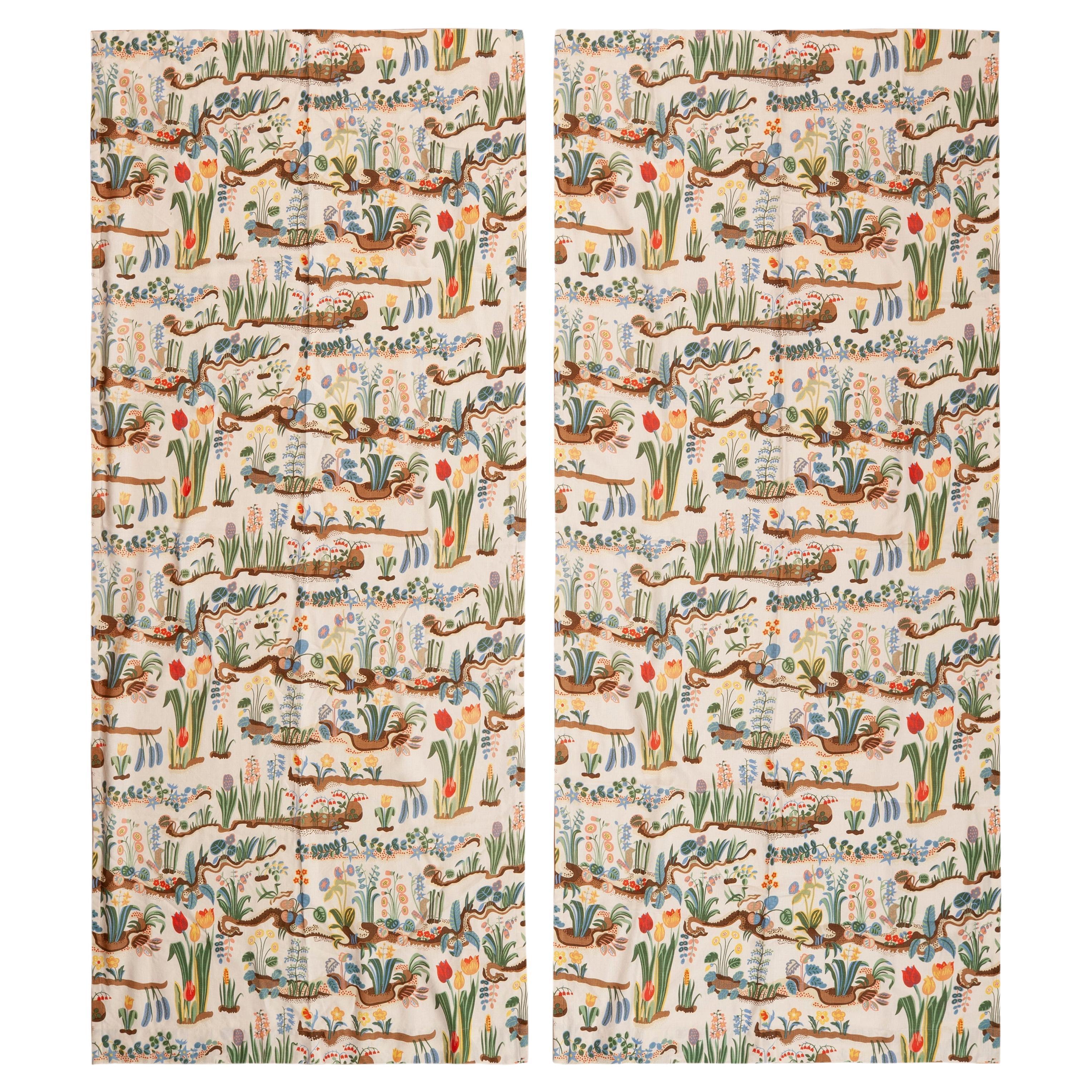 Nazmiyal Collection Vintage Josef Frank Curtains 3 ft 10 in x 8 ft 10 in