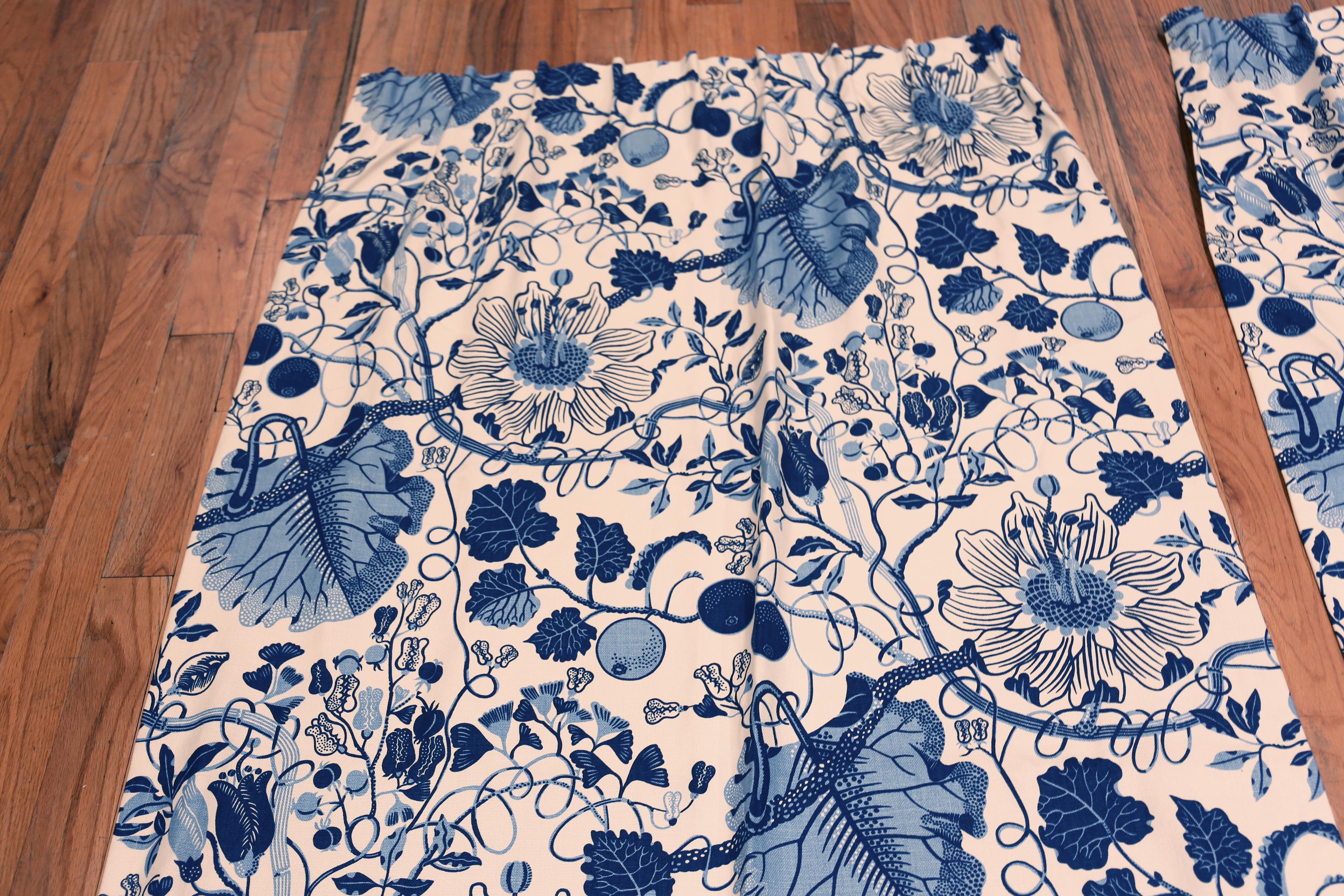 Hand-Knotted Nazmiyal Collection Vintage Josef Frank Curtains 3 ft 10 in x 9 ft 5 in For Sale