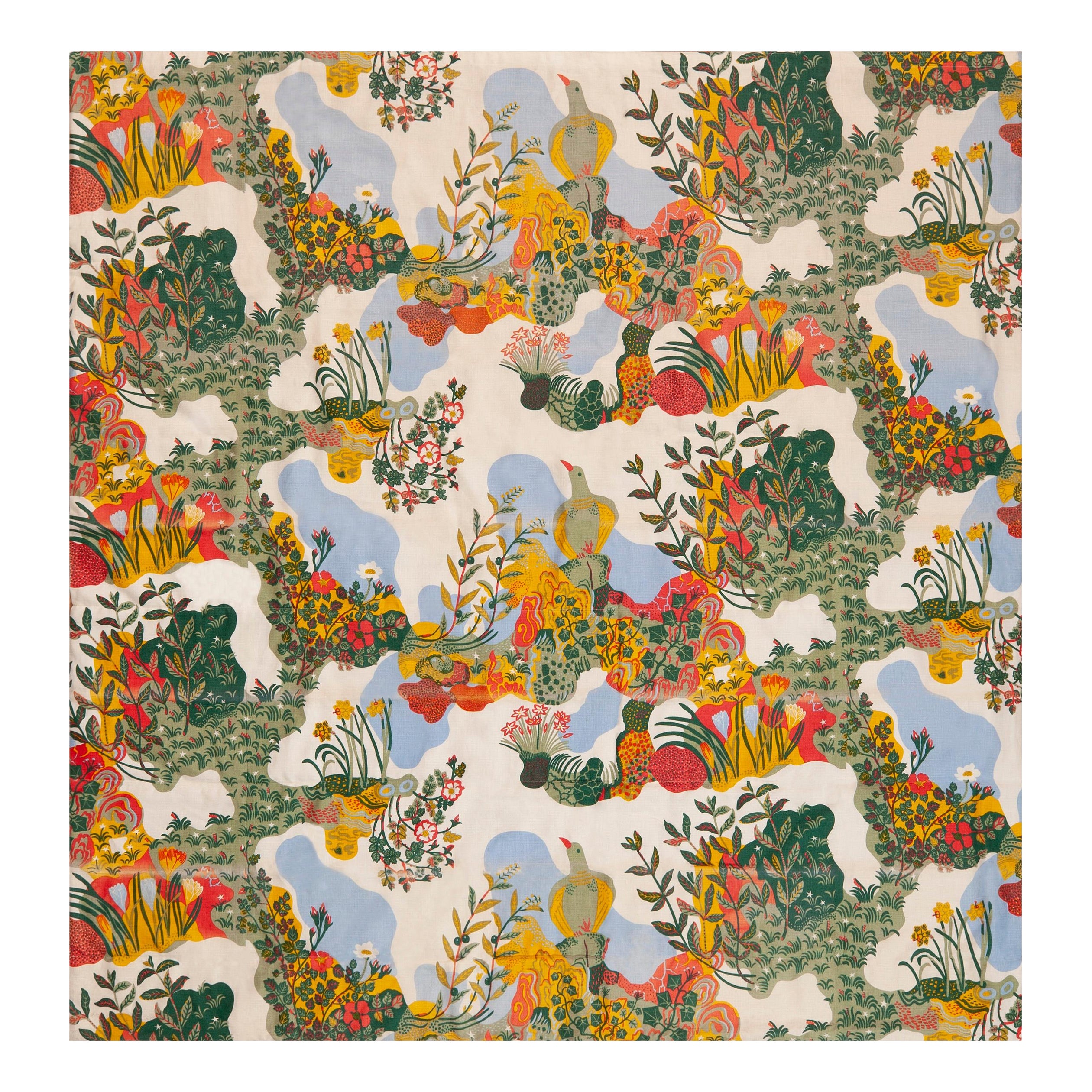 Nazmiyal Collection Vintage Josef Frank Scandinavian Curtain Textile 6'3" x 6'3"