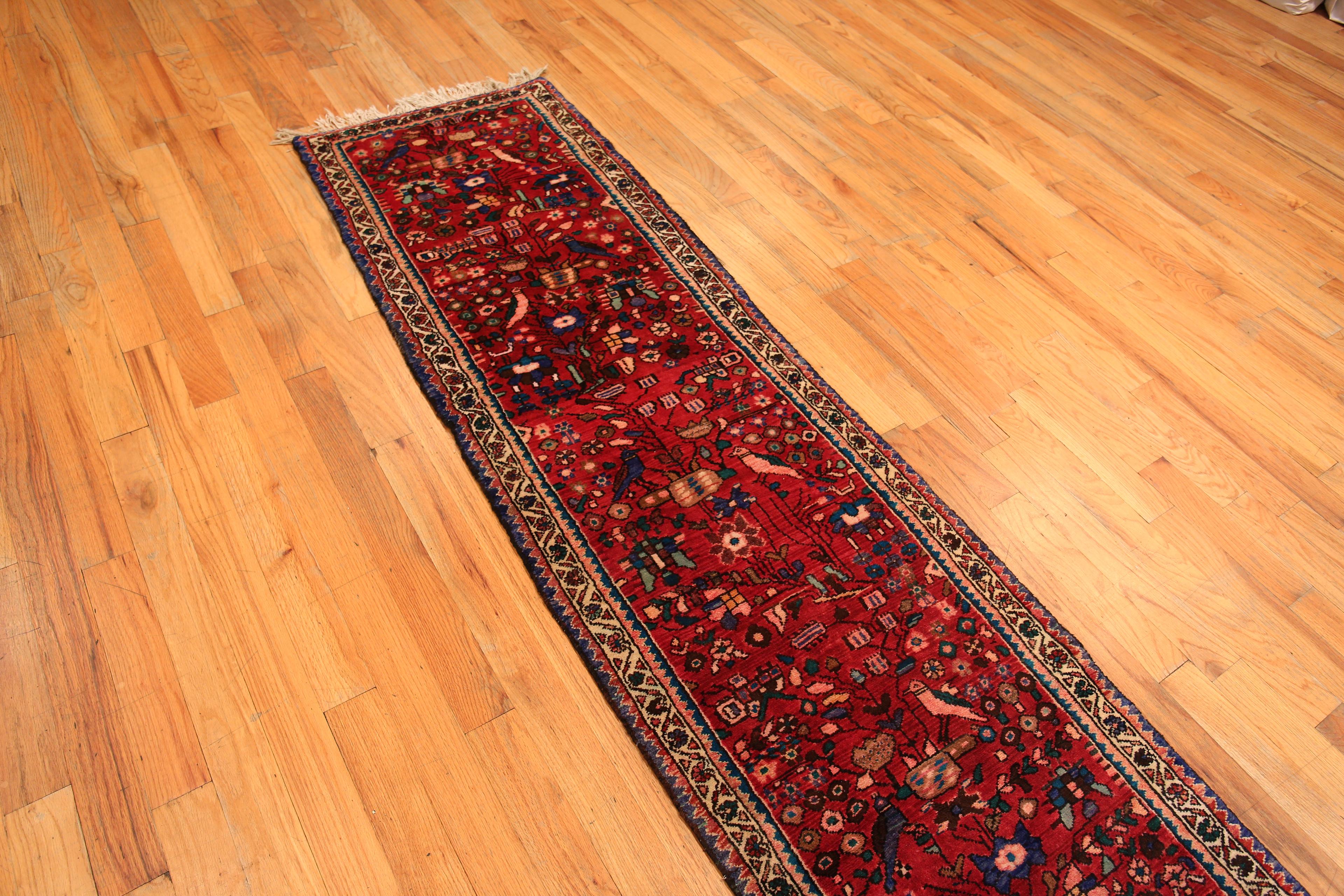 Nazmiyal Collection Vintage Persian Bird Design Runner Hamadan 2'4