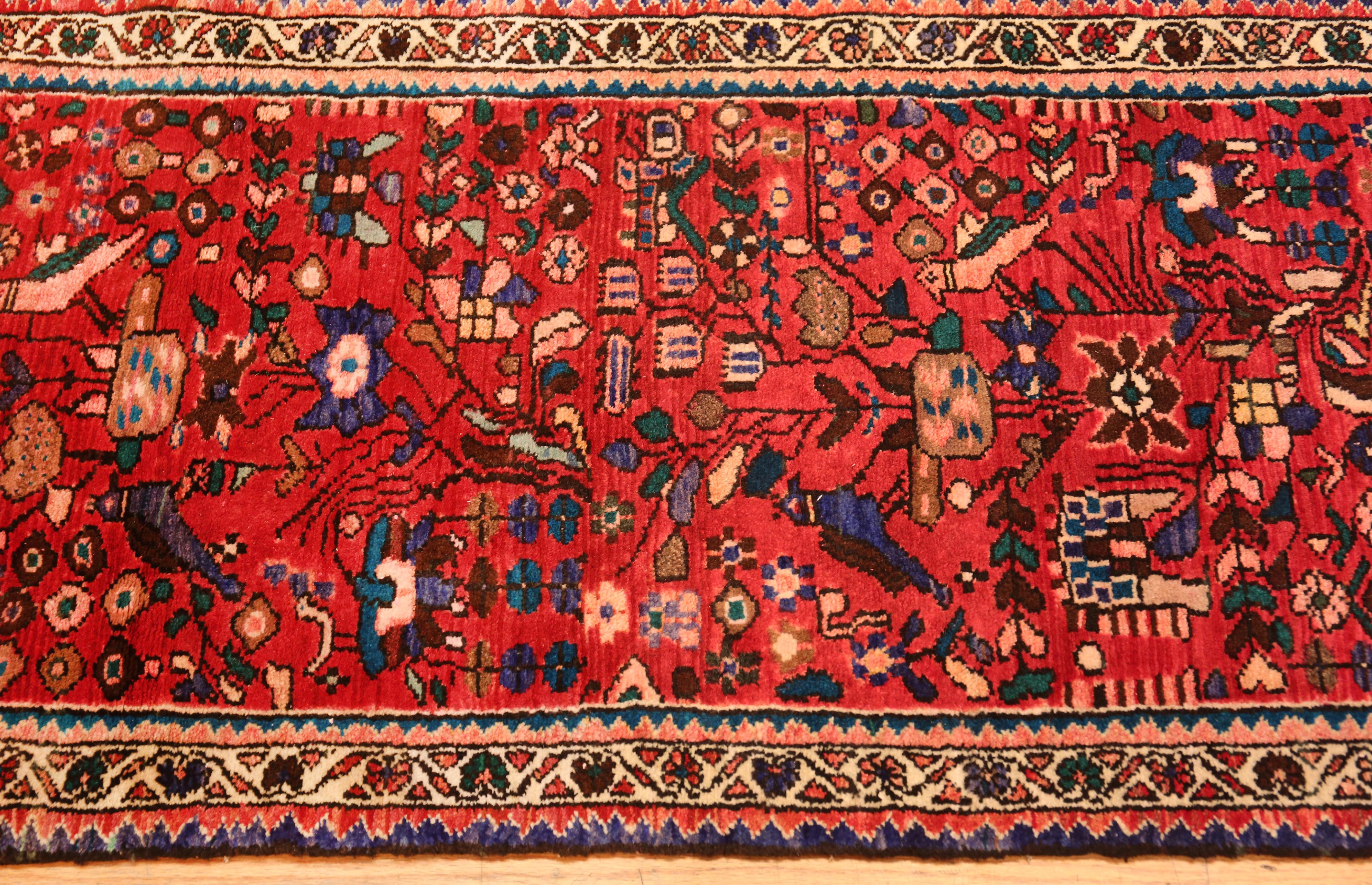 Malayer Nazmiyal Collection Vintage Persian Bird Design Runner Hamadan 2'4