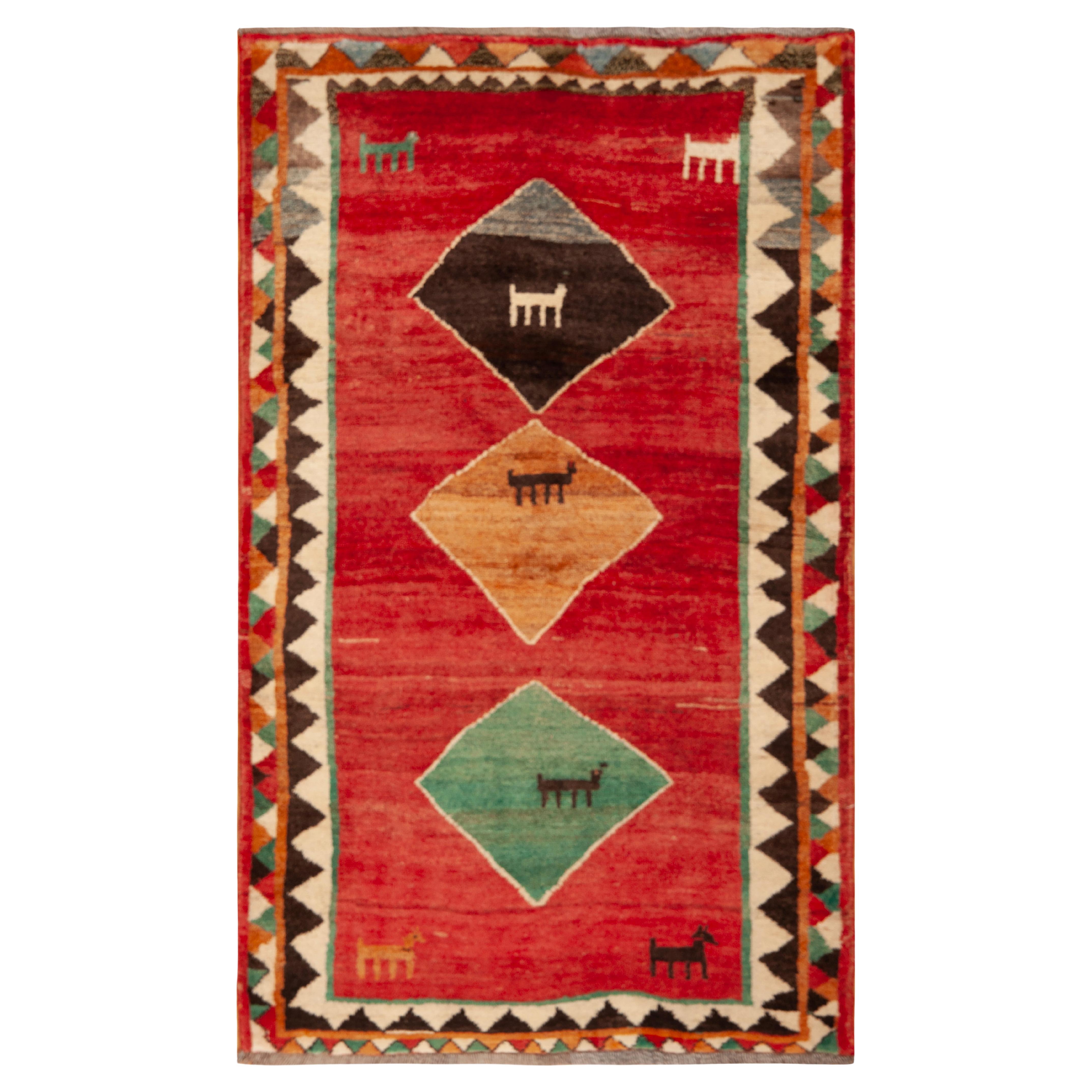 Nazmiyal Collection Vintage Persian Gabbeh Rug 3 ft 10 in x 6 ft 5 in