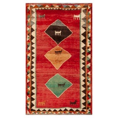 Nazmiyal Collection Vintage Persian Gabbeh Rug 3 ft 10 in x 6 ft 5 in