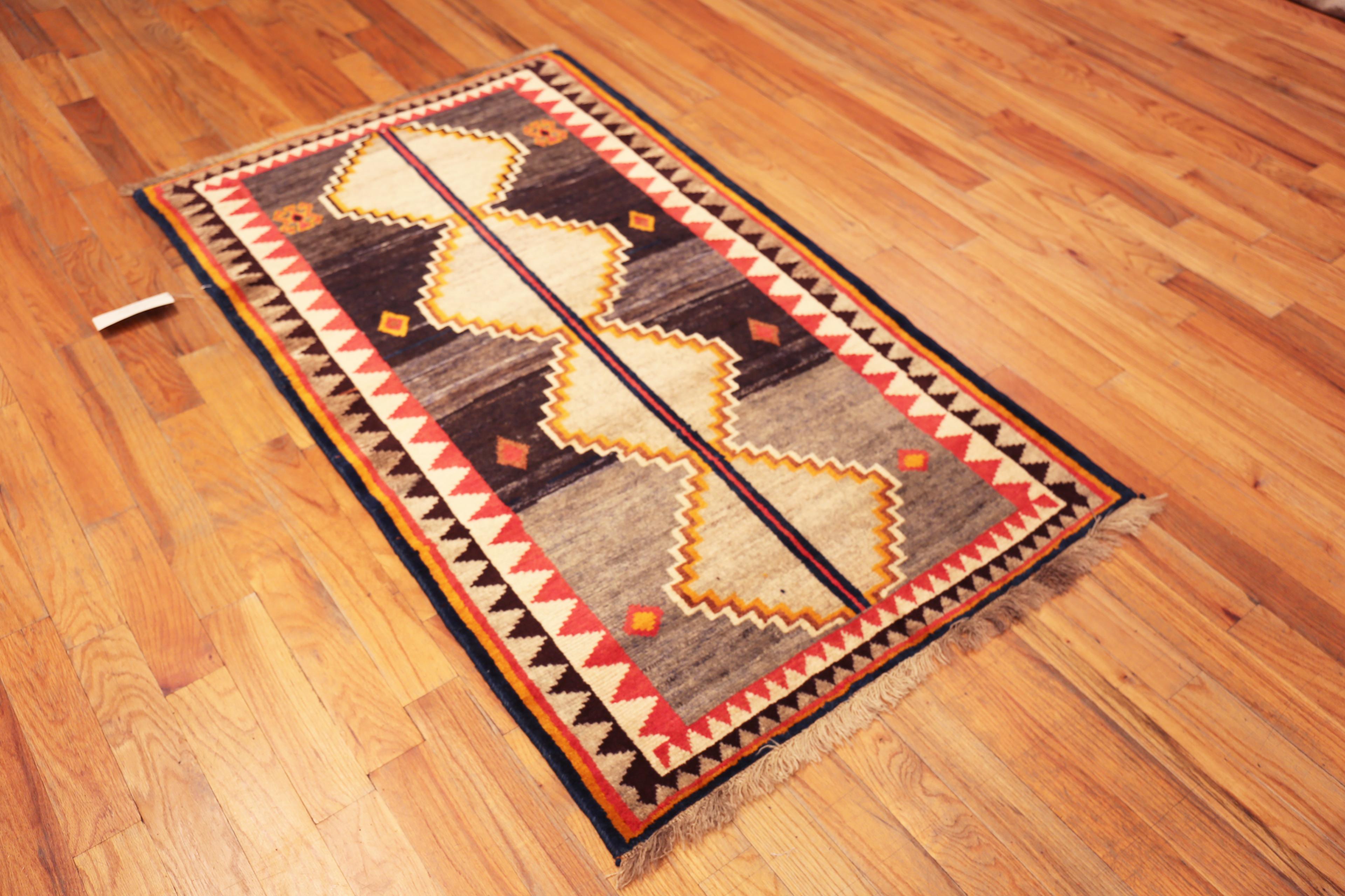 Striking Vintage Persian Bold Geometric Gabbeh Rug, Country of Origin: Persia, Circa Date: Vintage
