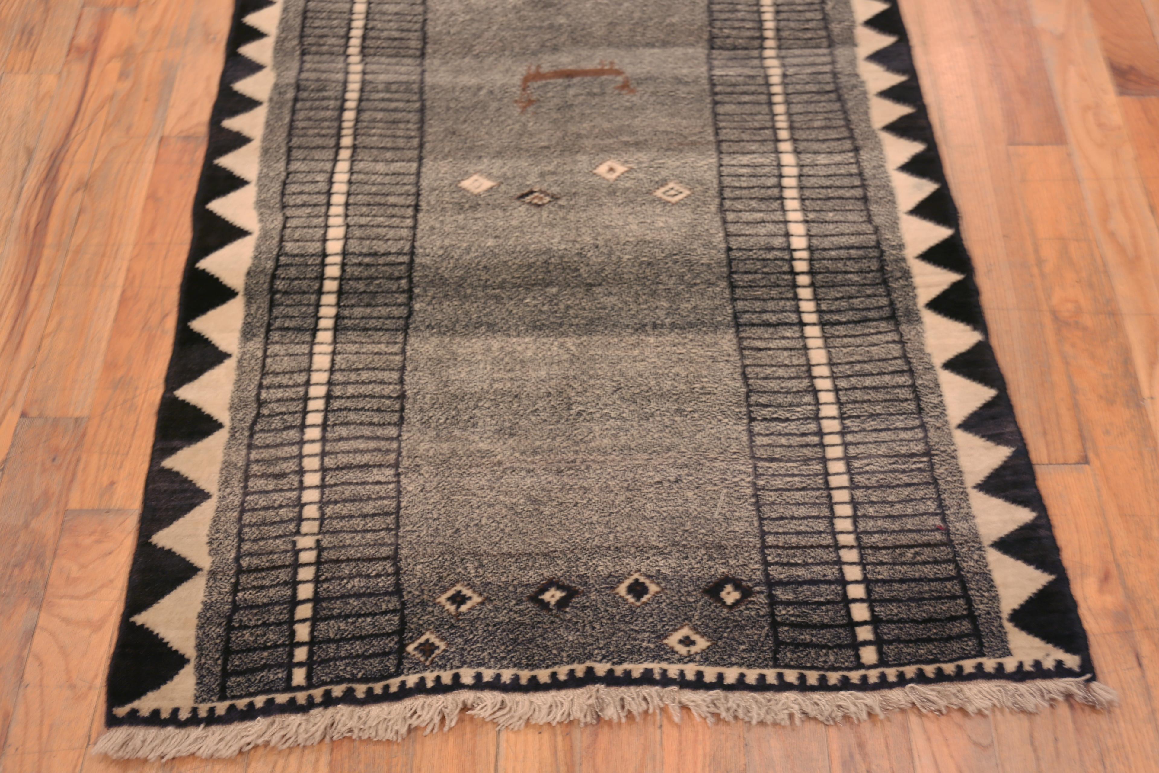 Primitive Motifs Vintage Persian Gabbeh Rug, Country of origin: Persia, Circa date: Mid-20th Century 