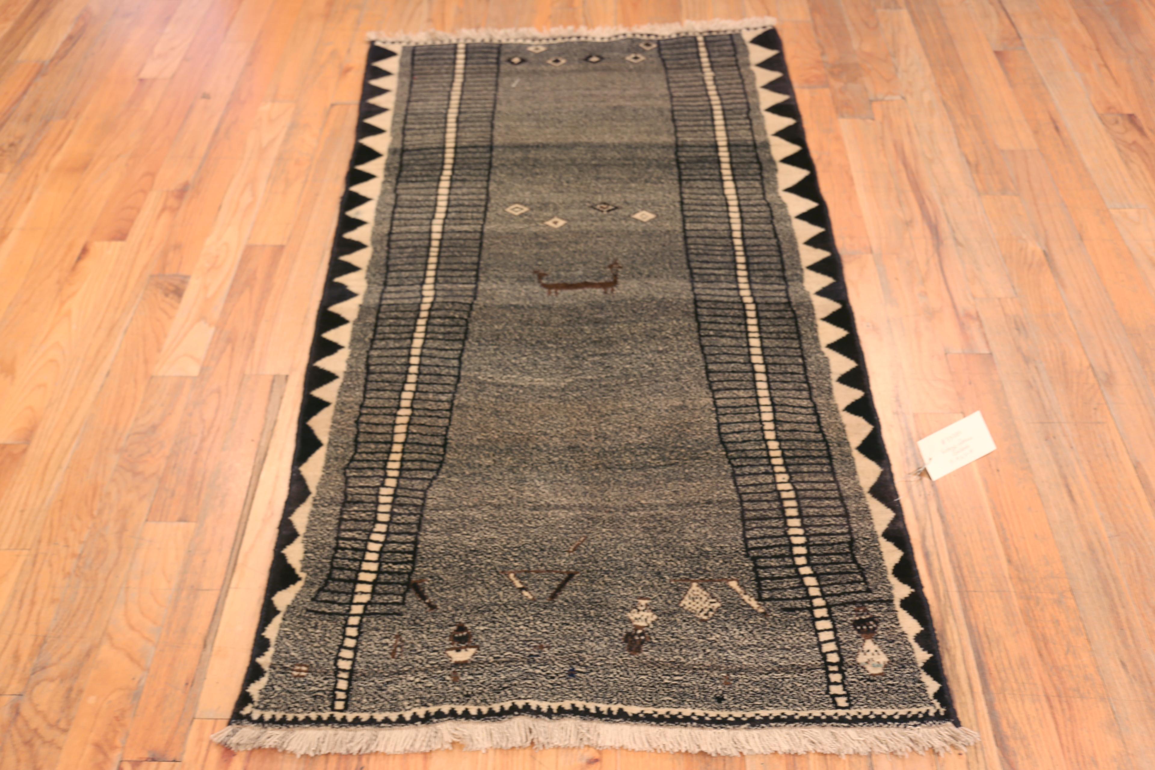 Tribale Nazmiyal Collection Vintage Persian Gabbeh Rug 3 ft 4 in x 5 ft 8 in in vendita