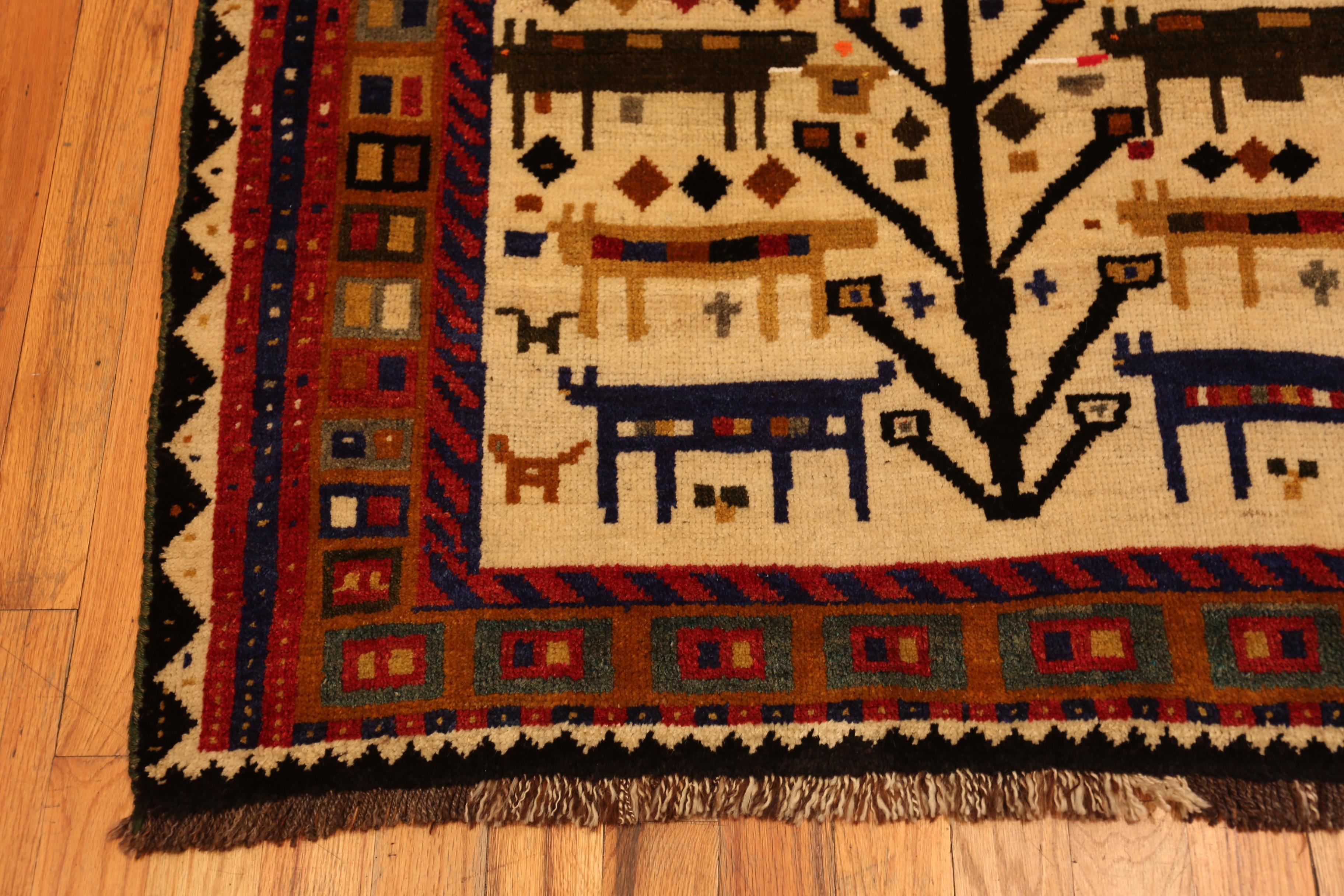 Nazmiyal Collection Vintage Persian Gabbeh Rug Animal Motifs 4' 5