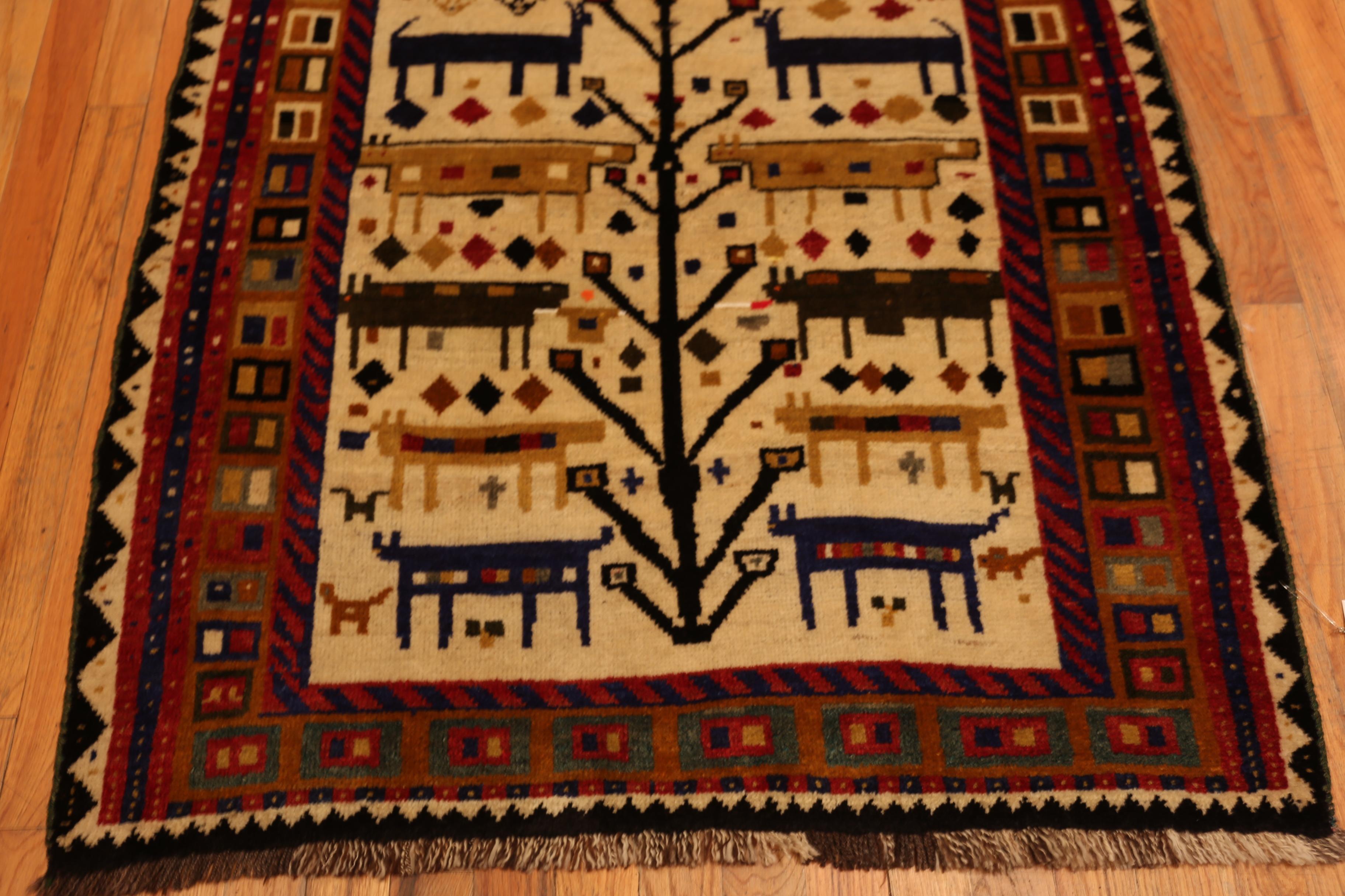 Nazmiyal Collection Vintage Persian Gabbeh Rug Animal Motifs 4' 5