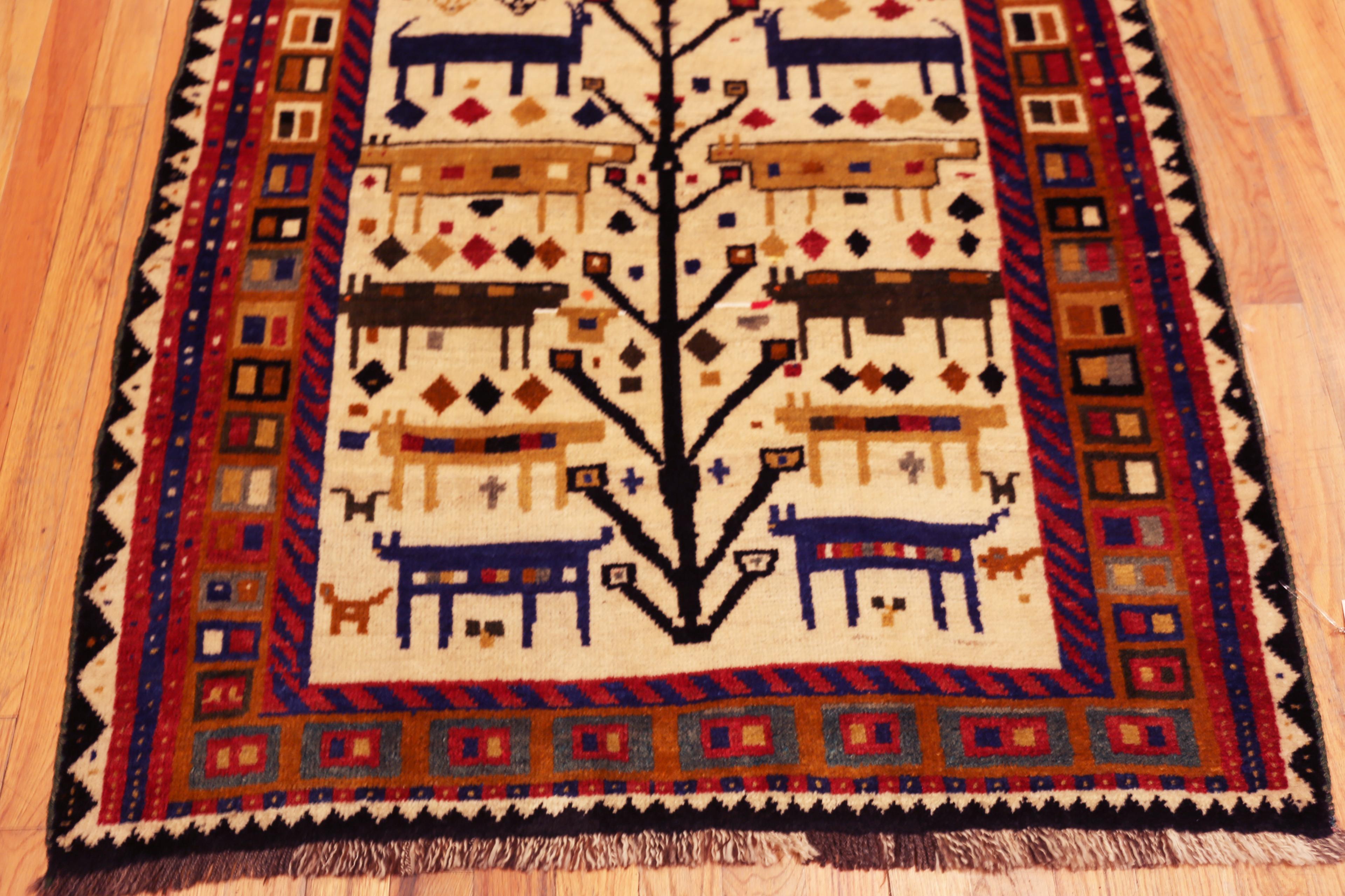 Nazmiyal Collection Vintage Persian Gabbeh Rug Animal Motifs 4' 5