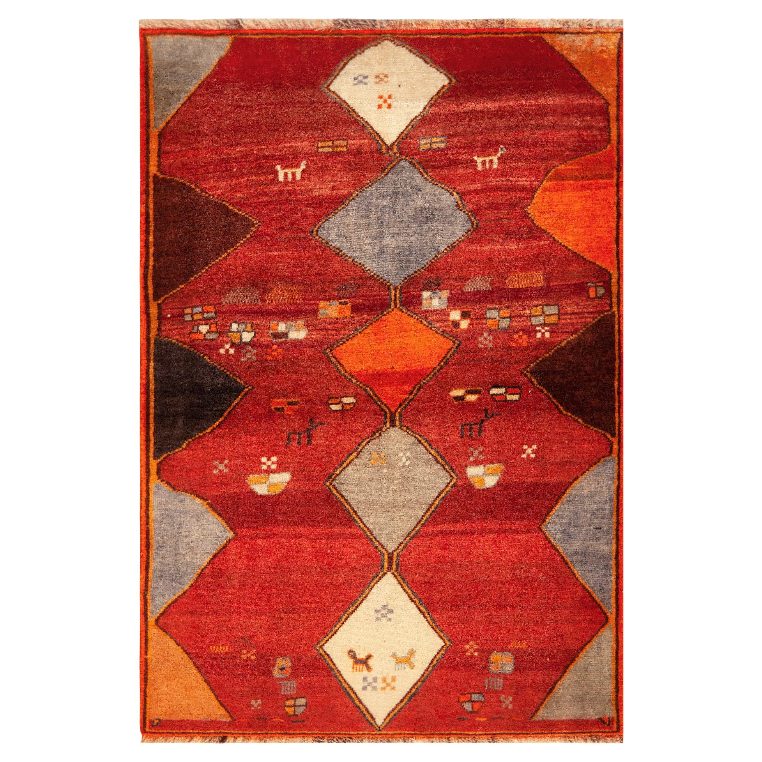 Nazmiyal Collection Vintage Persisch Gabbeh Teppich Tribal 3 ft 7 in x 5 ft 2 in