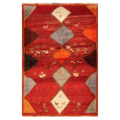 Nazmiyal Collection Vintage Persian Gabbeh Rug Tribal 3 ft 7 in x 5 ft 2 in