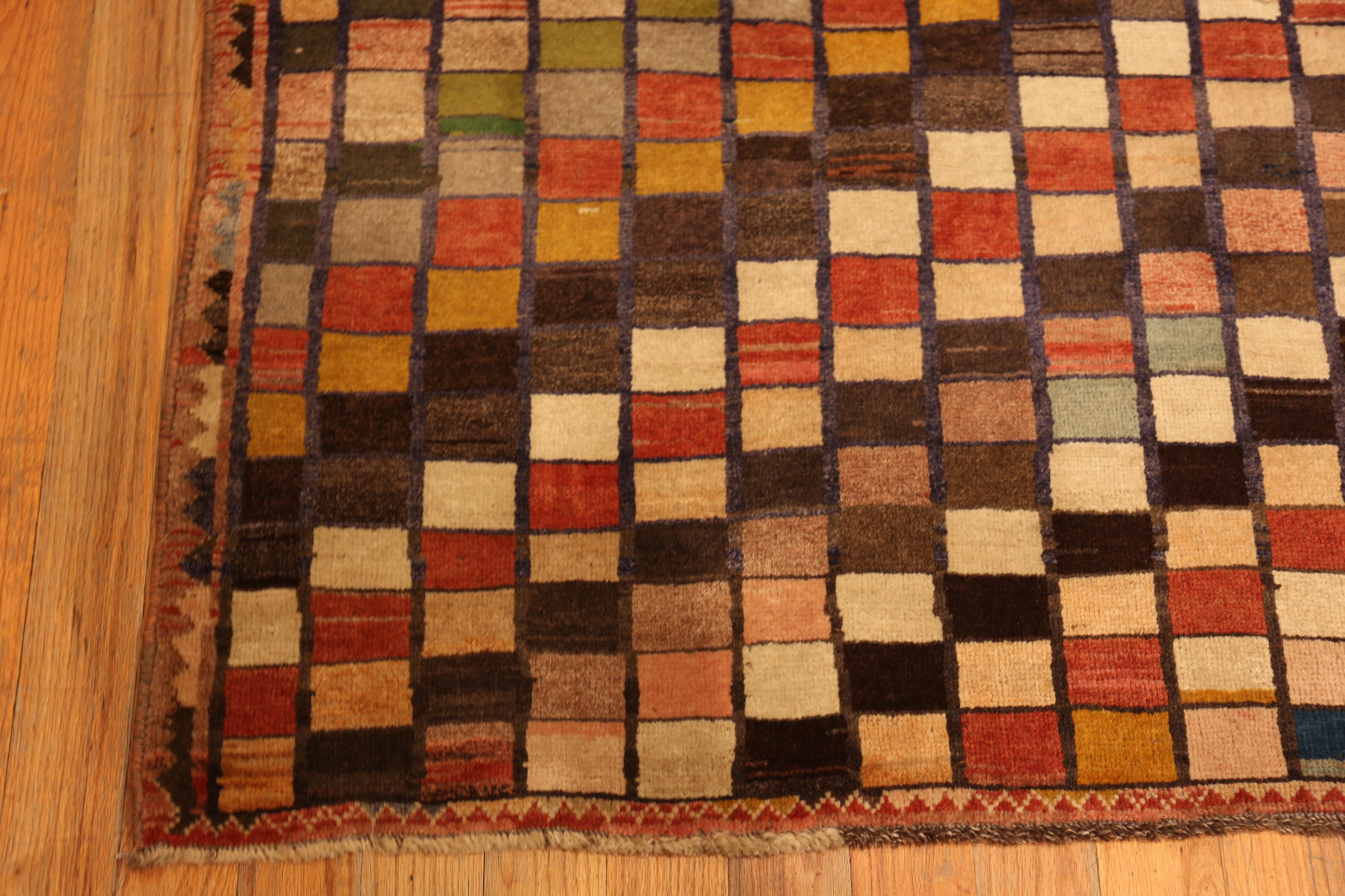 Tribal Nazmiyal Collection Vintage Persian Gabbeh Rug with Checkerboard 3' 7