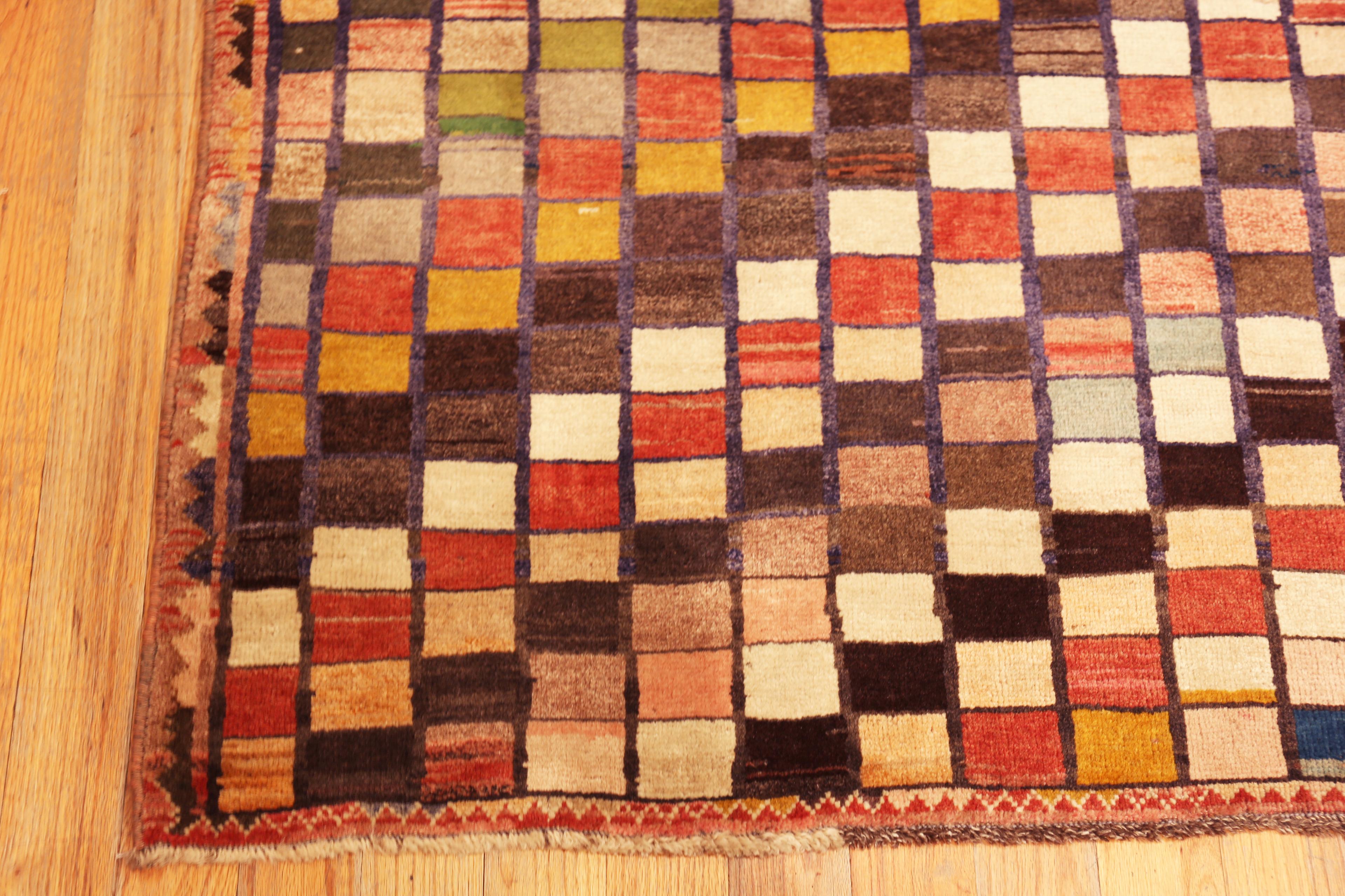 Tribal Nazmiyal Collection Vintage Persian Gabbeh Rug with Checkerboard 3' 7
