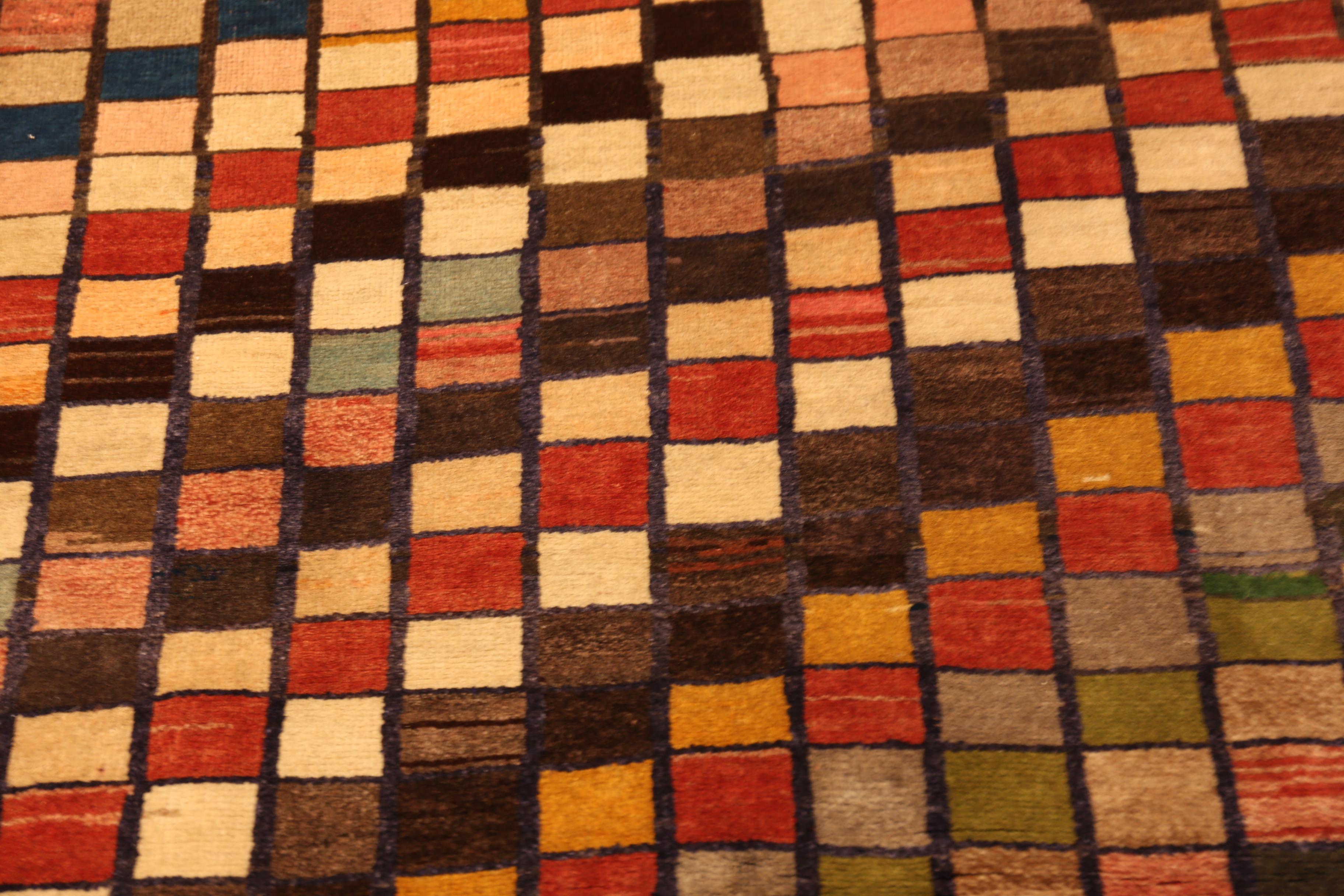 Nazmiyal Collection Vintage Persian Gabbeh Rug with Checkerboard 3' 7