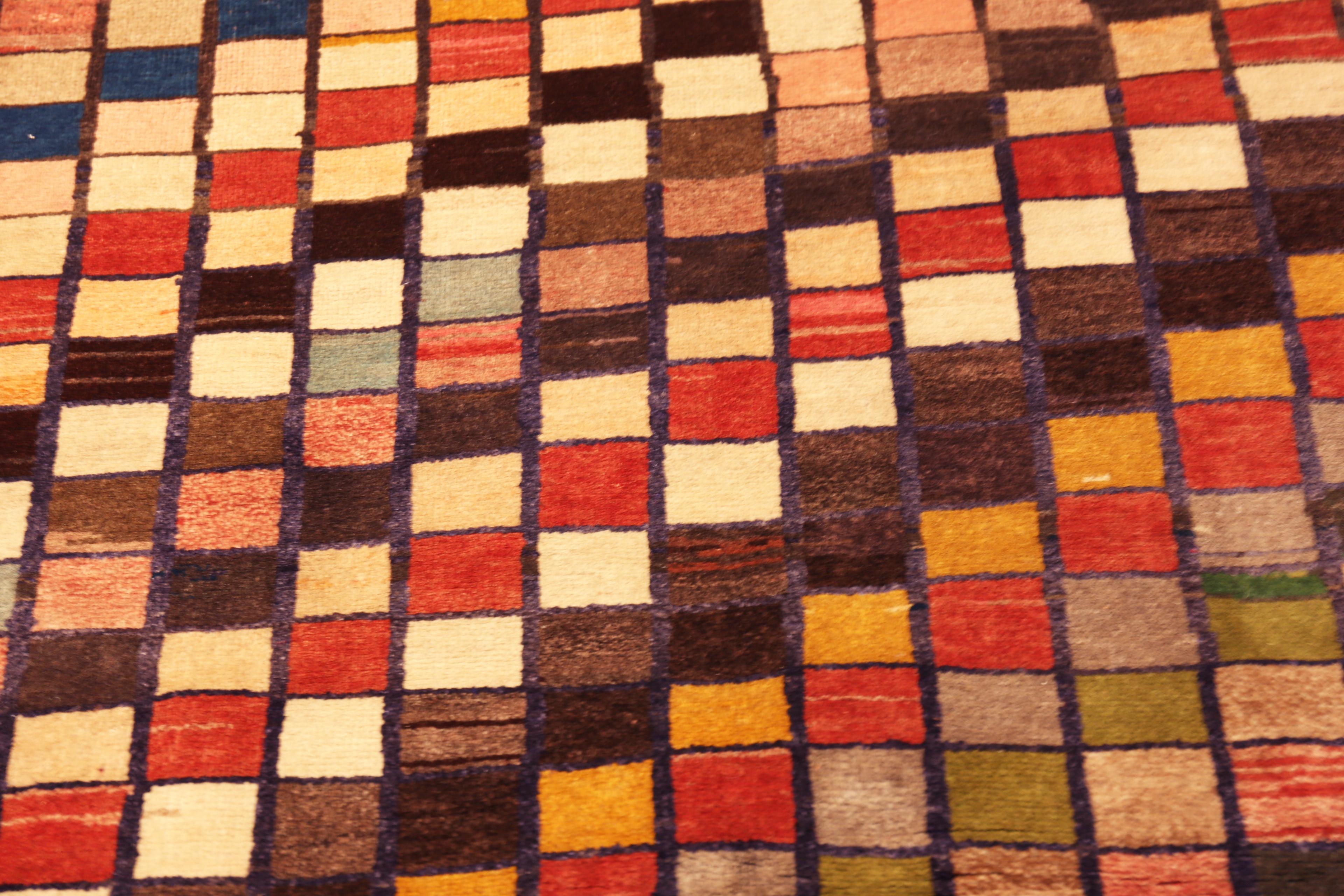 Nazmiyal Collection Vintage Persian Gabbeh Rug with Checkerboard 3' 7