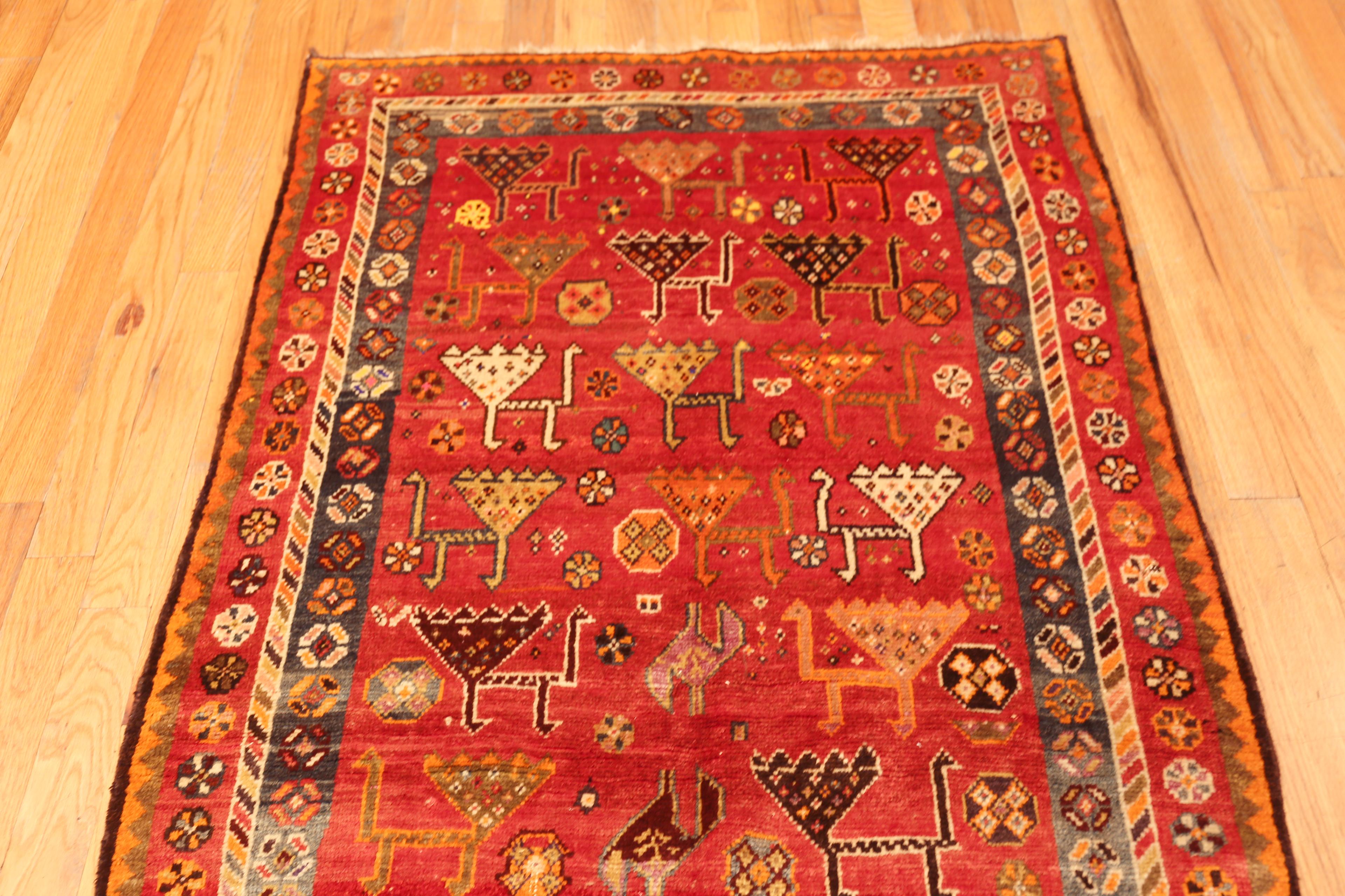 XX secolo Nazmiyal Collection Vintage Persian Gabbeh Rug With Motifs 4 ft x 7 ft 3 in in vendita