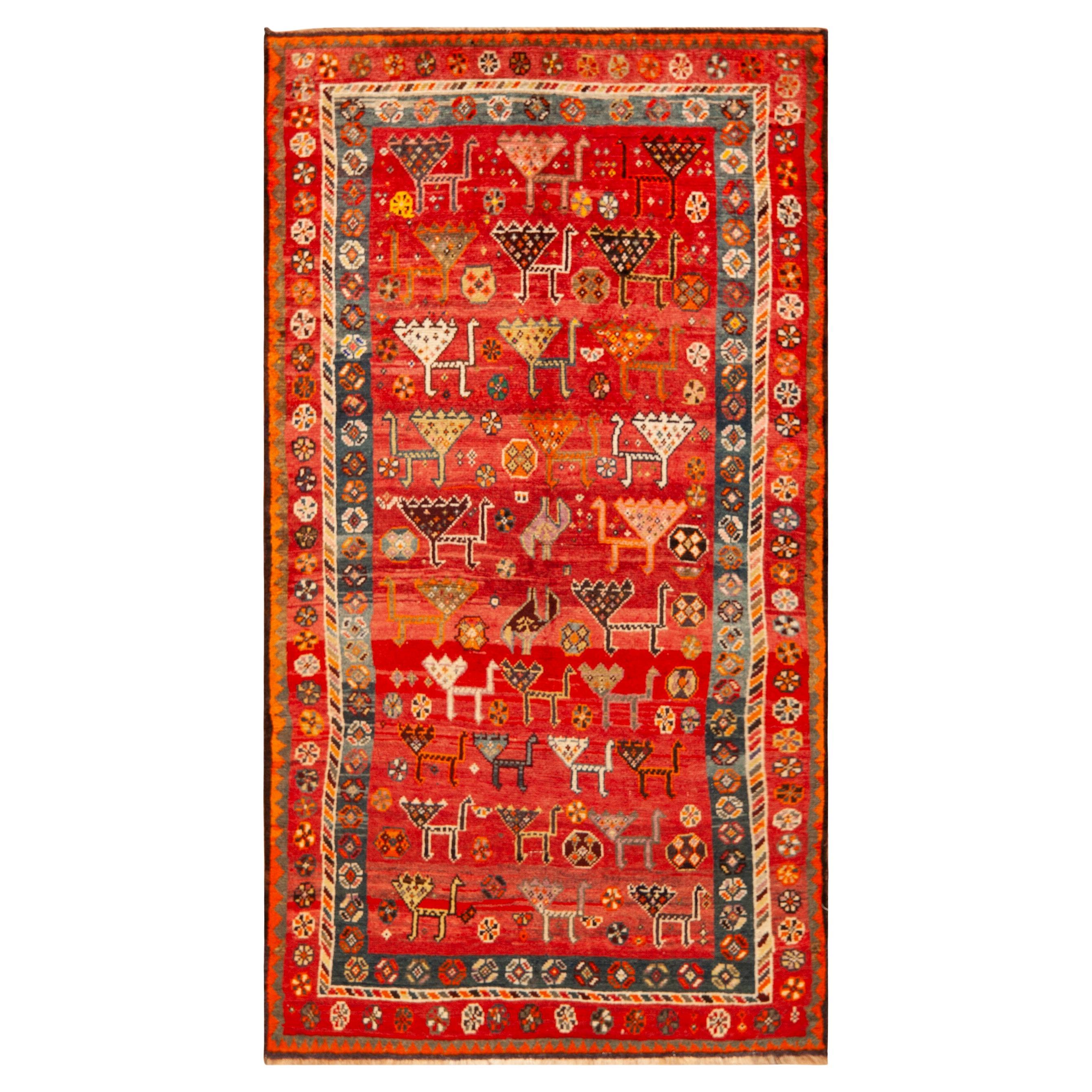 Nazmiyal Collection Vintage Persian Gabbeh Rug With Motifs 4 ft x 7 ft 3 in