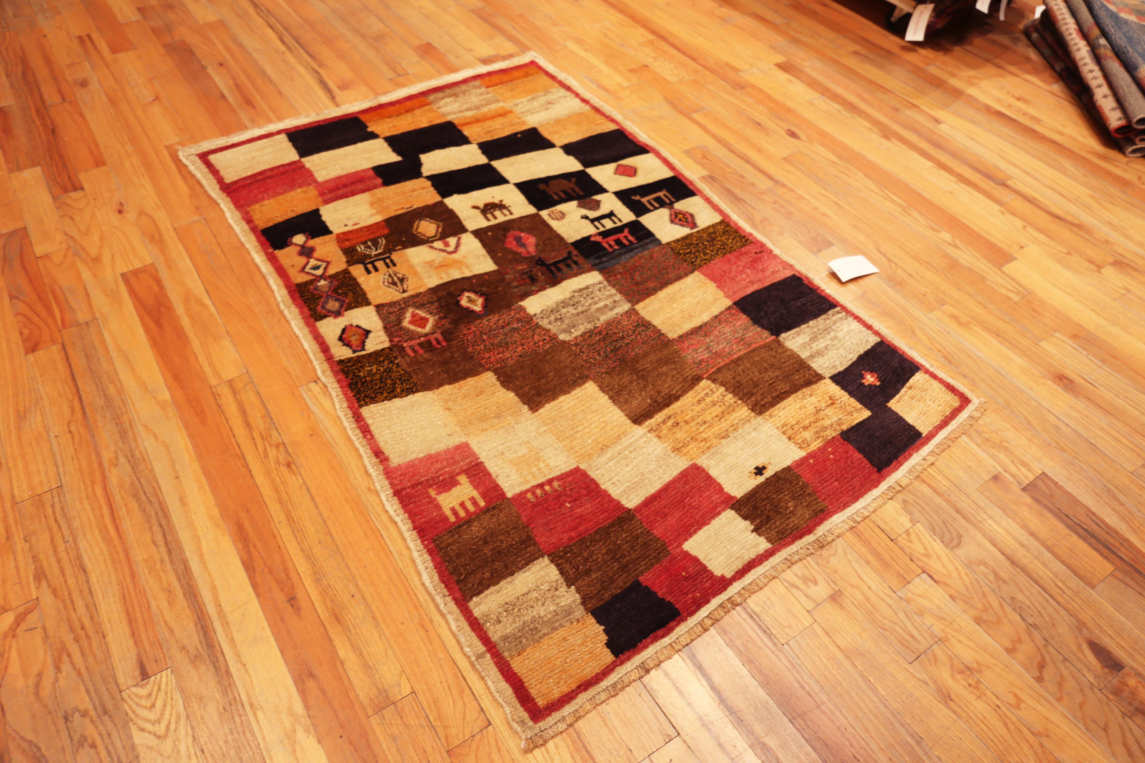 Tappeto Gabbeh Tribale Geometrico Vintage, Paese d'origine: Persia, Data di produzione: Vintage