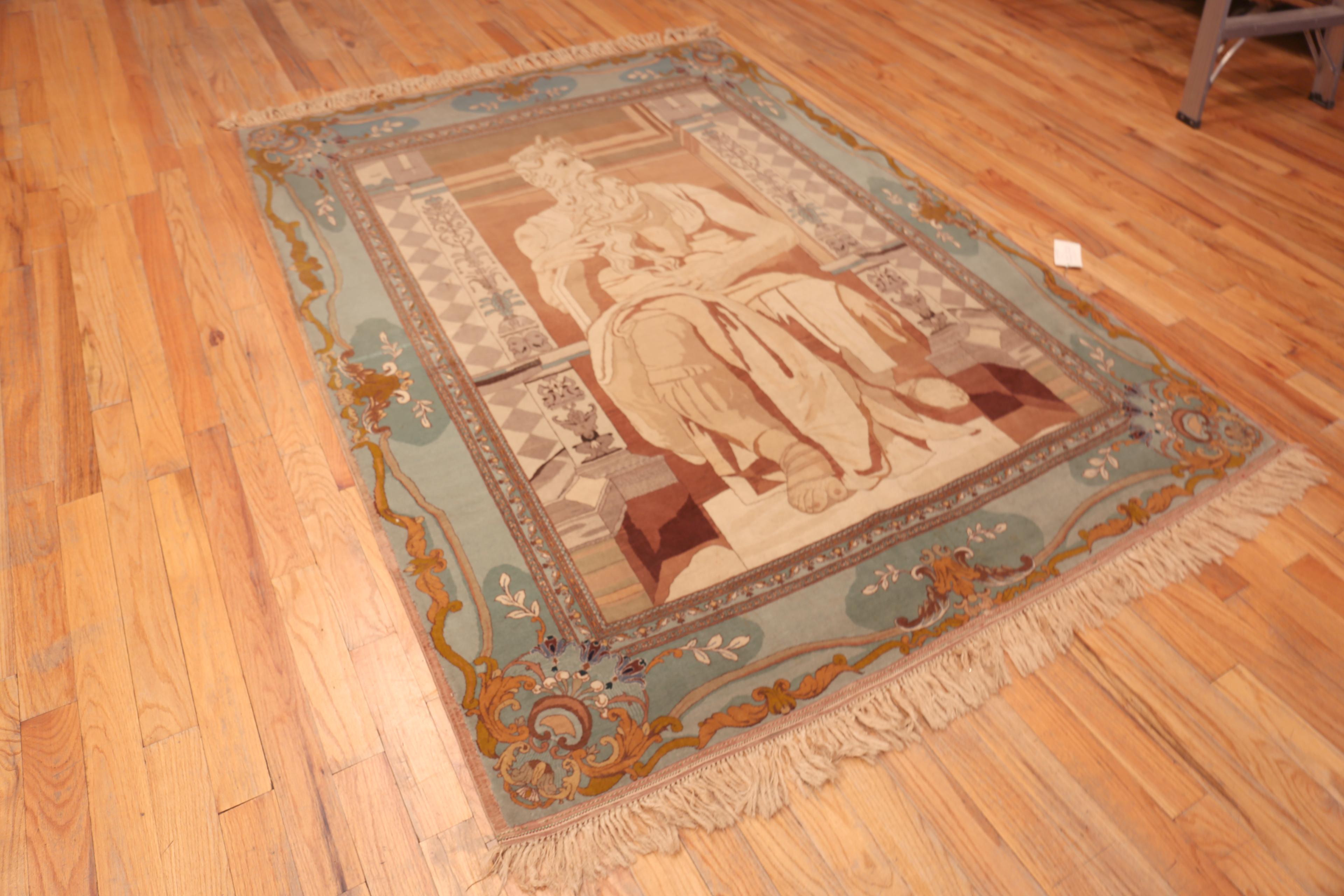 Vintage Jewish Themed Moses by Michelangelo Persian Tabriz Rug, Origin: Persian, Circa: Vintage