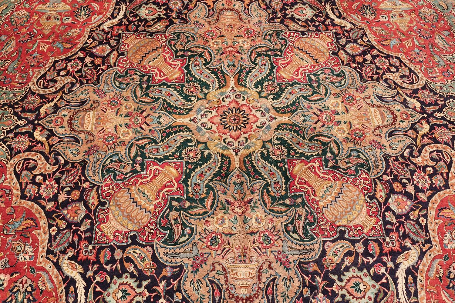 Tapis persan vintage de Tabriz. Taille : 12 pieds 8 po. x 19 pieds 4 po. en vente 4