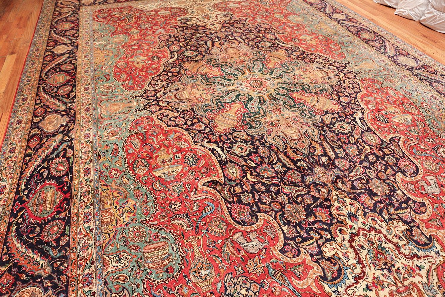 Tapis persan vintage de Tabriz. Taille : 12 pieds 8 po. x 19 pieds 4 po. en vente 8