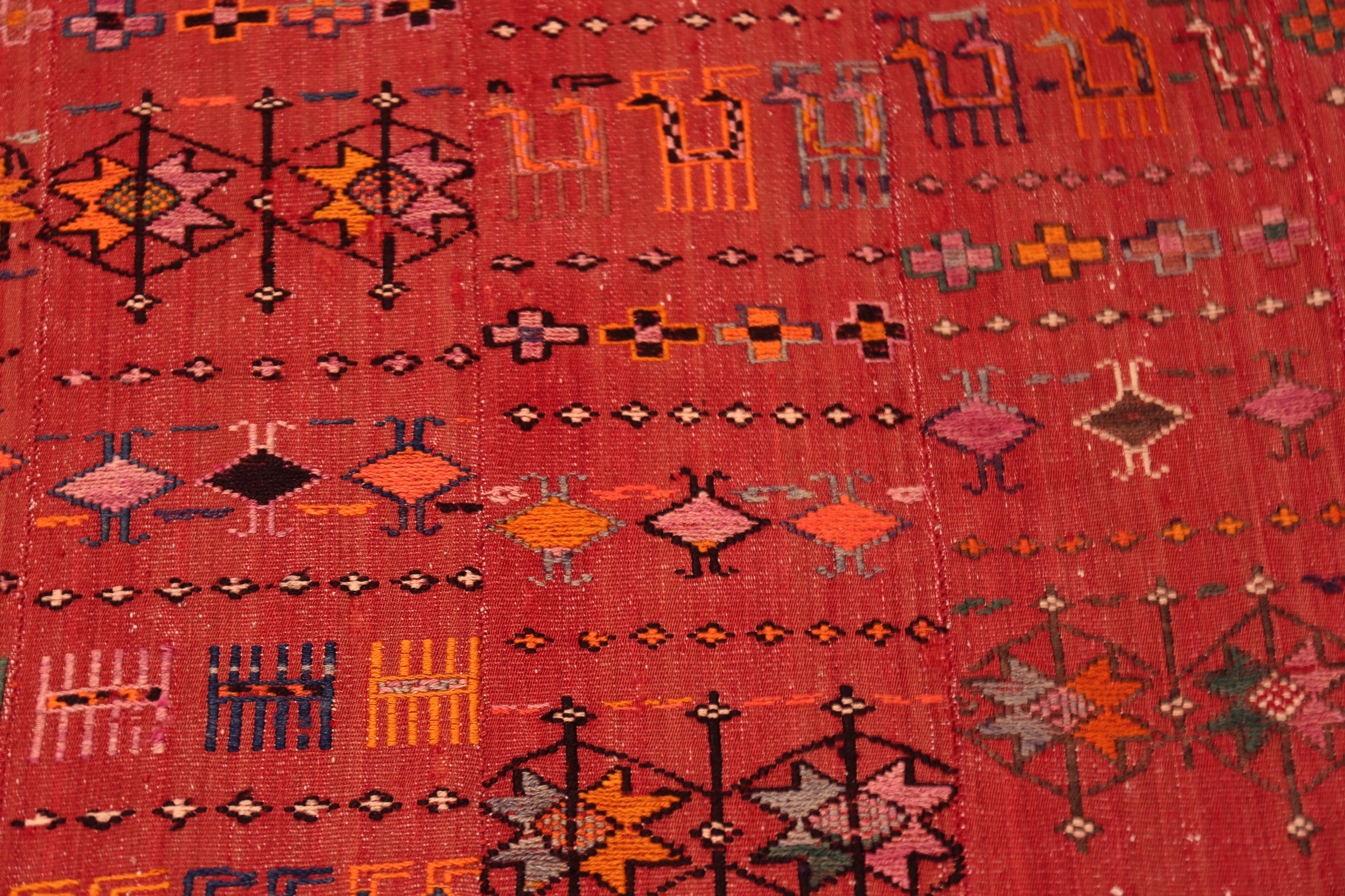 Primitiver Vintage Persian Flatweave Gabbeh Tribal Rug, Herkunftsland: Persien, Entstehungszeit: Vintage By