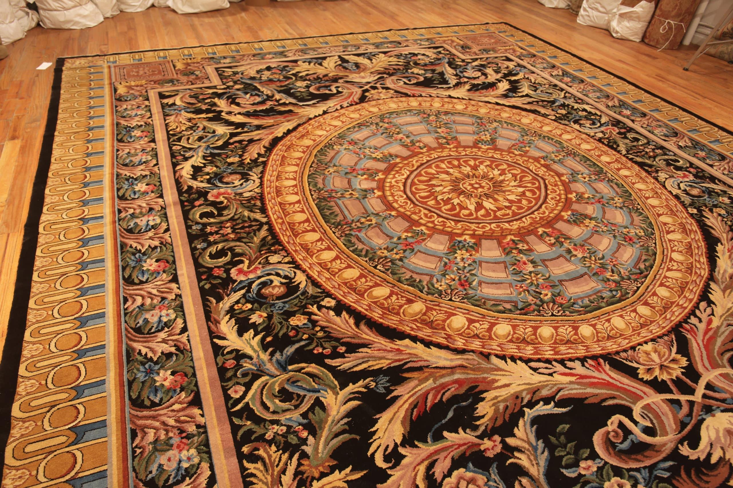 Indian Vintage Savonnerie Style Rug. 14 ft 4 in x 17 ft 8 in  For Sale